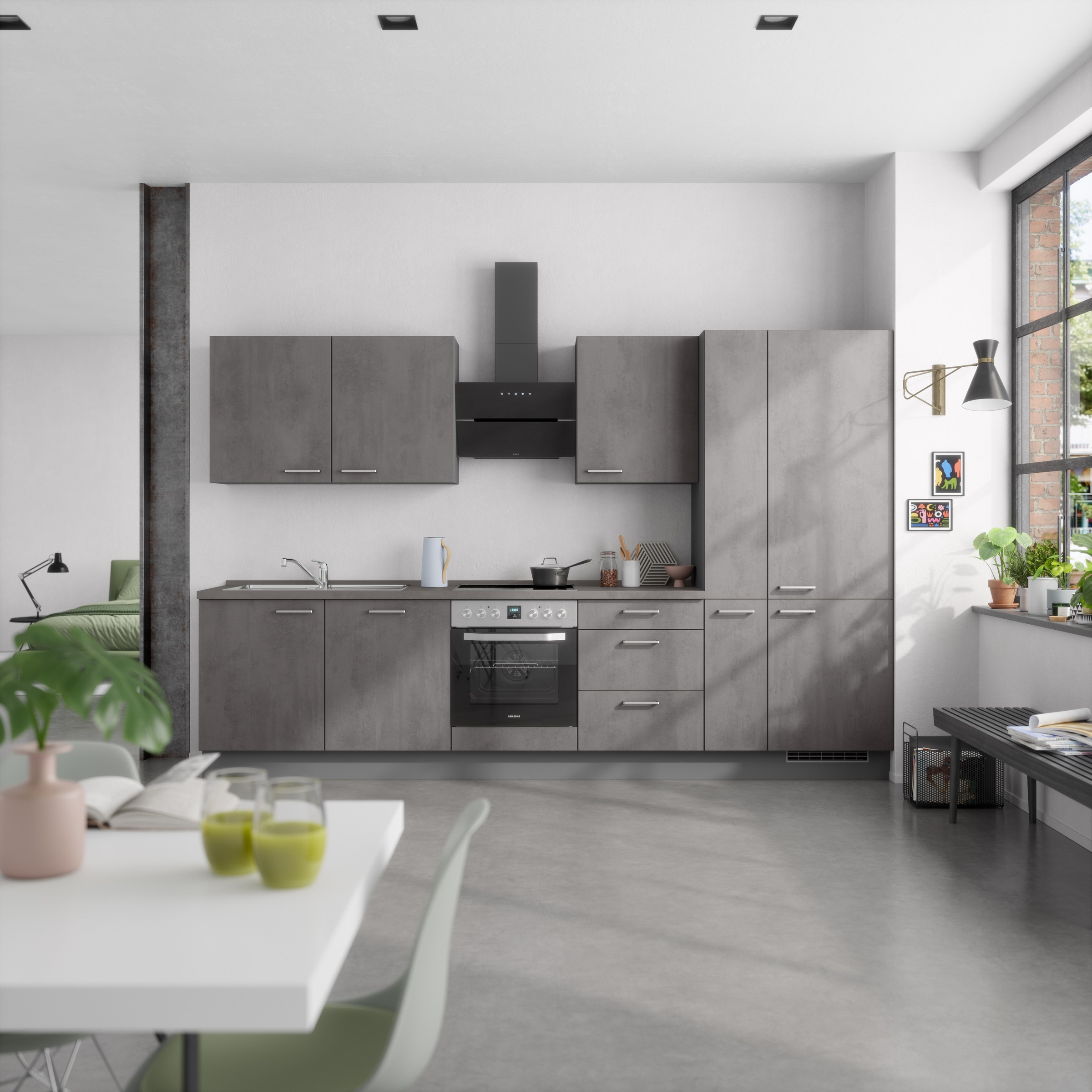 nobilia® Küchenzeile »"Riva II"«, vormontiert, Ausrichtung wählbar, Breite 330 cm, wahlw. mit E-Geräten