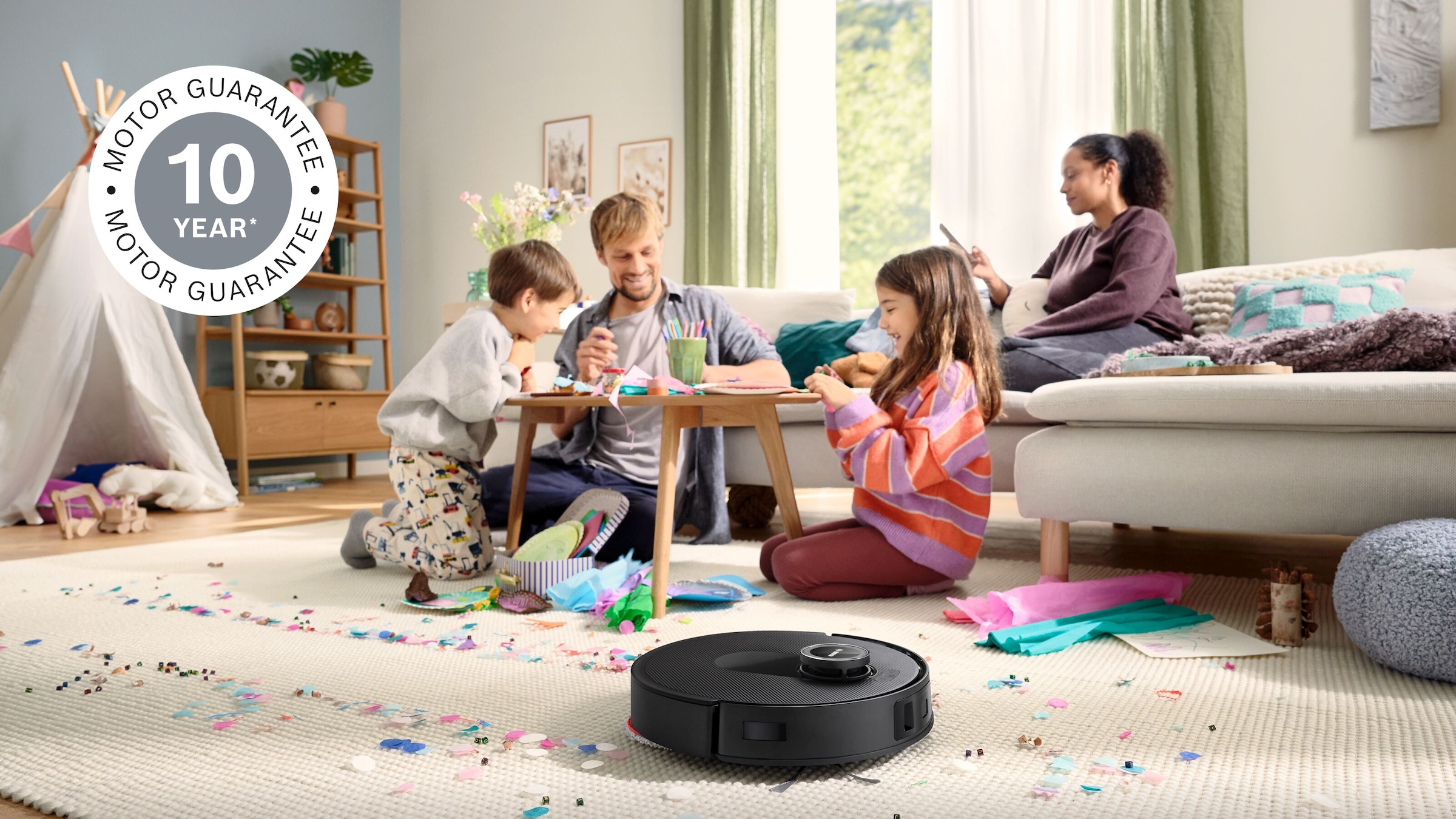 BOSCH Saugroboter »Spotless Max BCRDW3B, rotierende Wischpads, 70°C Selbstreinigung«, Datensicherheit, 11.000 Pa Saugkraft, Absaugstation, Carbon Bürste