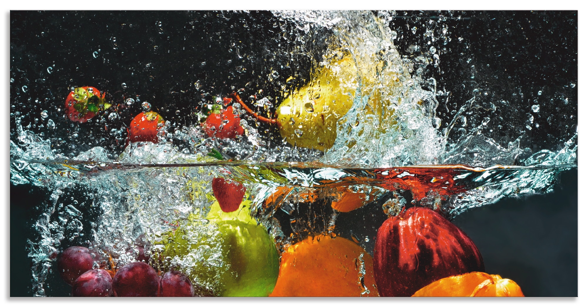 Artland Küchenrückwand "Spritzendes Obst auf dem Wasser" Alu Spritzschutz m günstig online kaufen