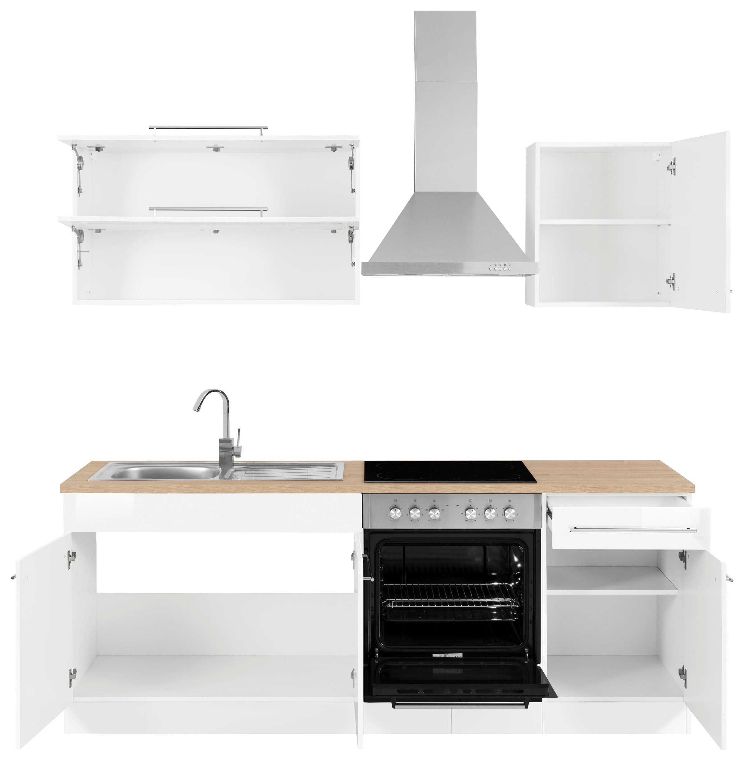 KOCHSTATION Küchenzeile »KS-Eton«, mit E-Geräten, Breite 210 cm
