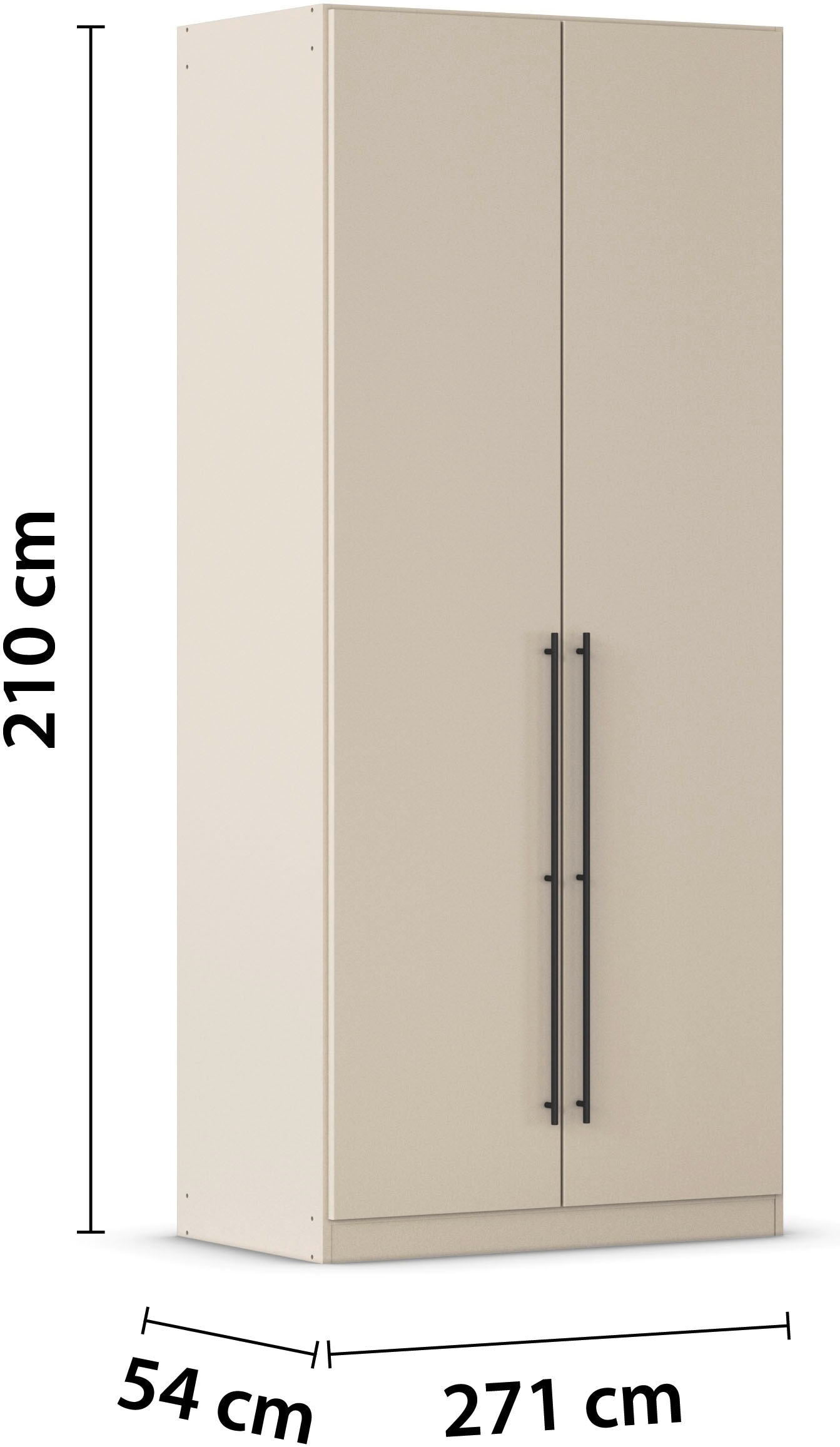 rauch Kleiderschrank, (in 3 verschiedenen Ausstattungen BASIC/CLASSIC/PREMIUM), mit hochwertigen Stangengriffen in Schwarz aus Metall MADE IN GERMANY
