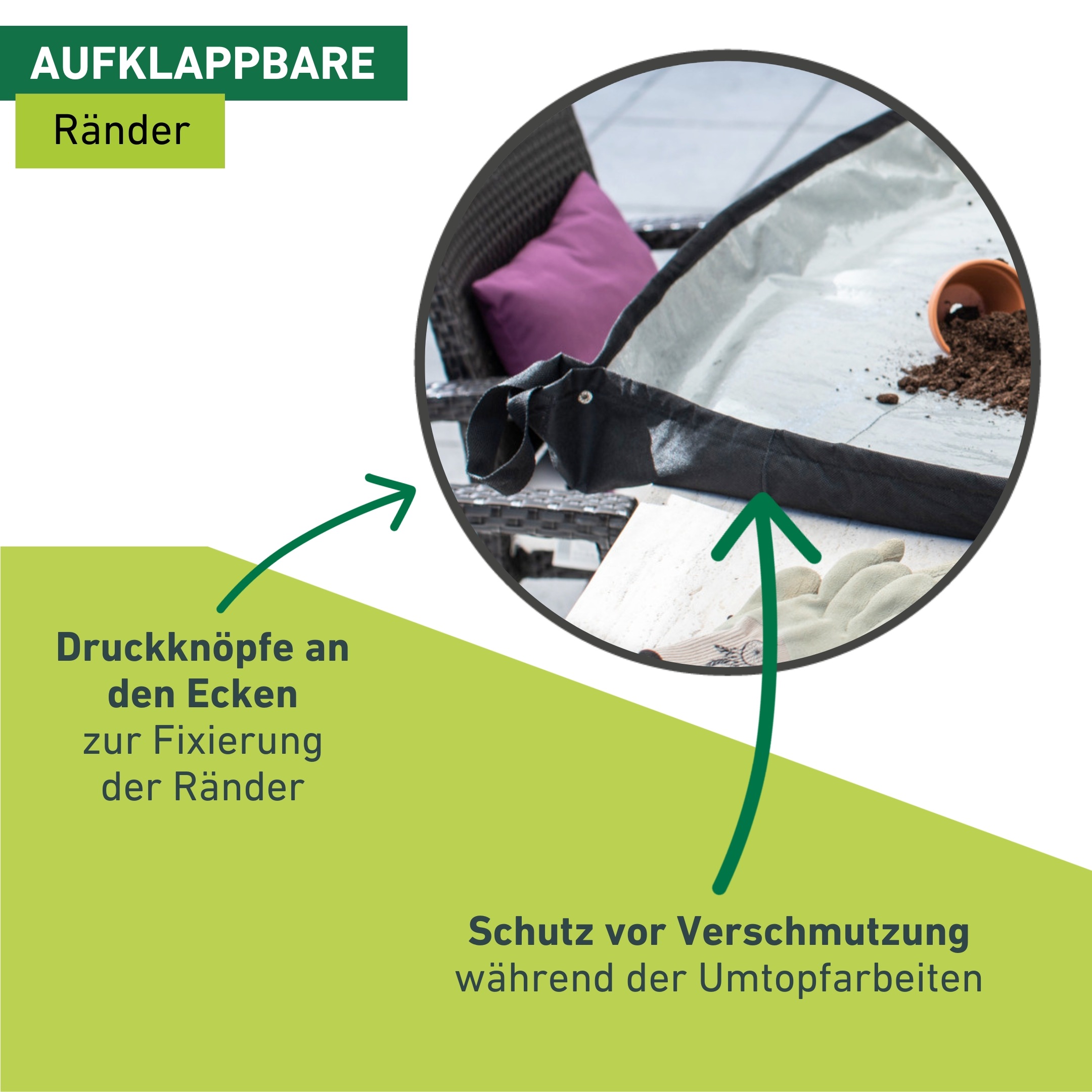 Windhager Schutzplane »für umtopfen der Pflanzen, Umtopfmatte aus Vlies« wasserabweisend, ab klappbare Ränder, 150x100 cm, grau