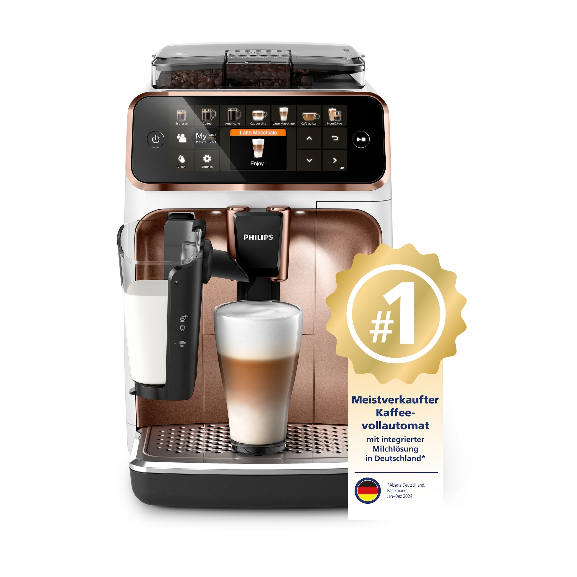 Philips Kaffeevollautomat »5400 Series EP5447/90 LatteGo« 12 Kaffeespezialitäten und 4 Benutzerprofilen