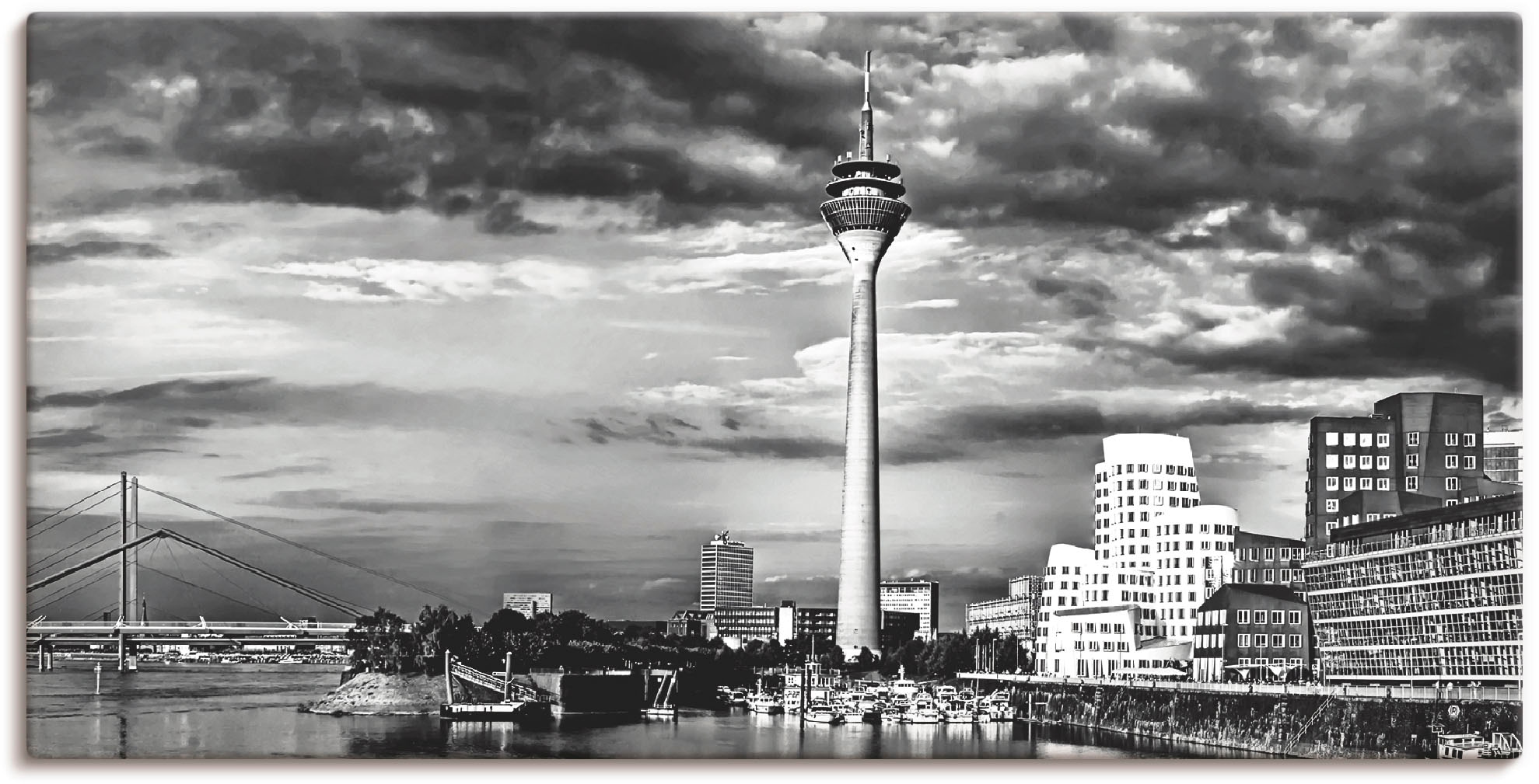 Größen Wandaufkleber Collage als Poster versch. | St.), Leinwandbild, in Wandbild Skyline BAUR Deutschland, 10«, (1 Artland »Düsseldorf oder bestellen