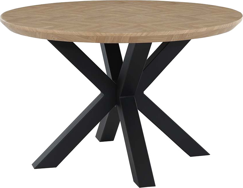 Jockenhöfer Gruppe Esstisch "Oakland", rund, 120cm ø, Parkettoptik., Metall günstig online kaufen