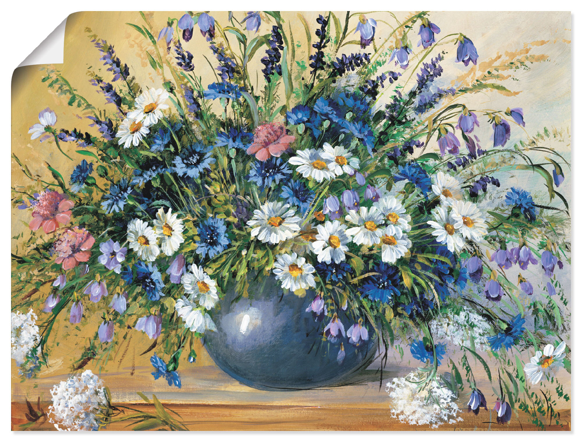 Artland Wandbild "Vase mit Kornblumen" Blumen 1 Stk. tlg. als Leinwandbild, Poster in verschied. Größen