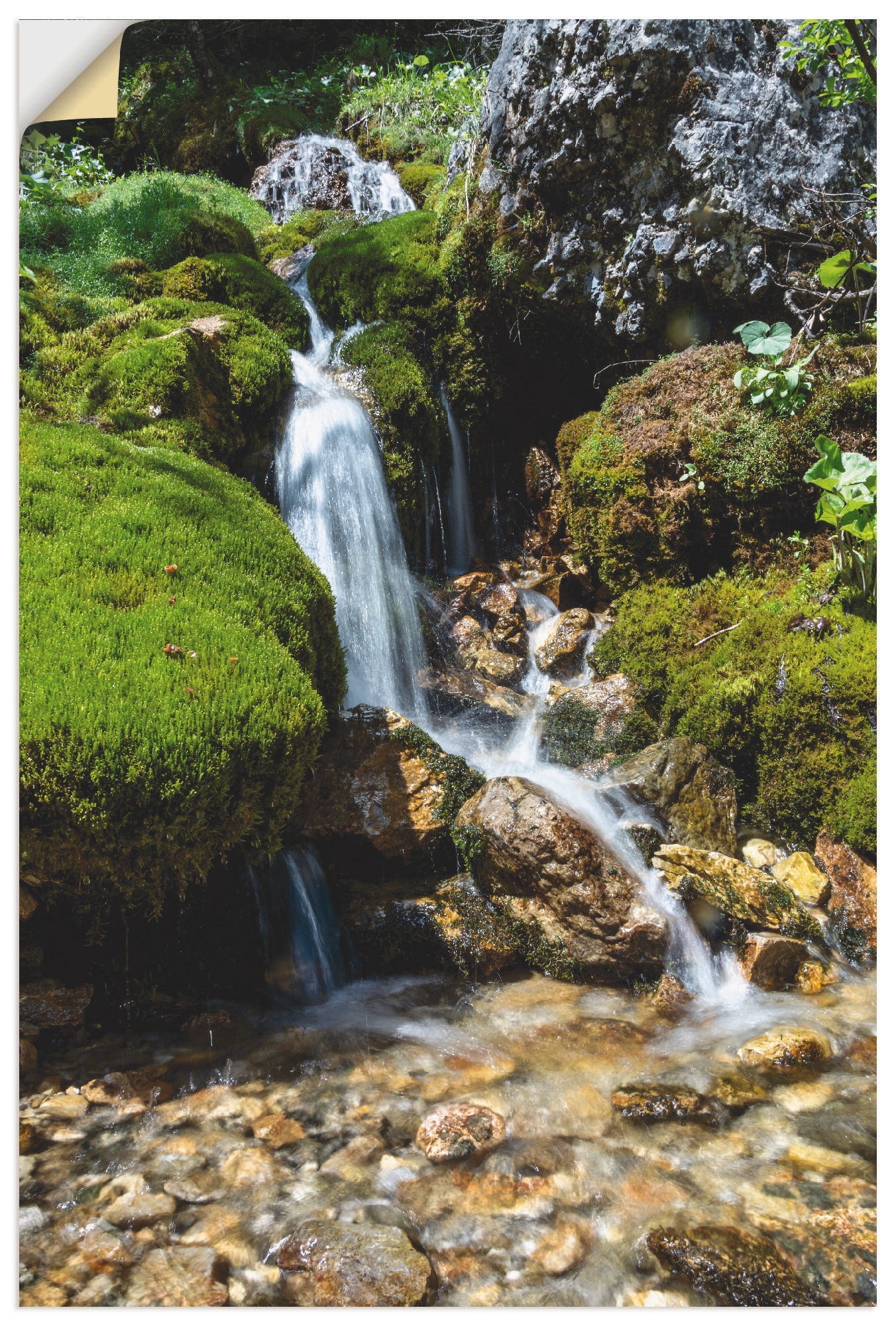 Artland Wandbild »Kleiner Wasserfall in St.), Poster versch. | den oder Alubild, kaufen Größen als Gewässer, Wandaufkleber in Leinwandbild, (1 Bergen«, BAUR