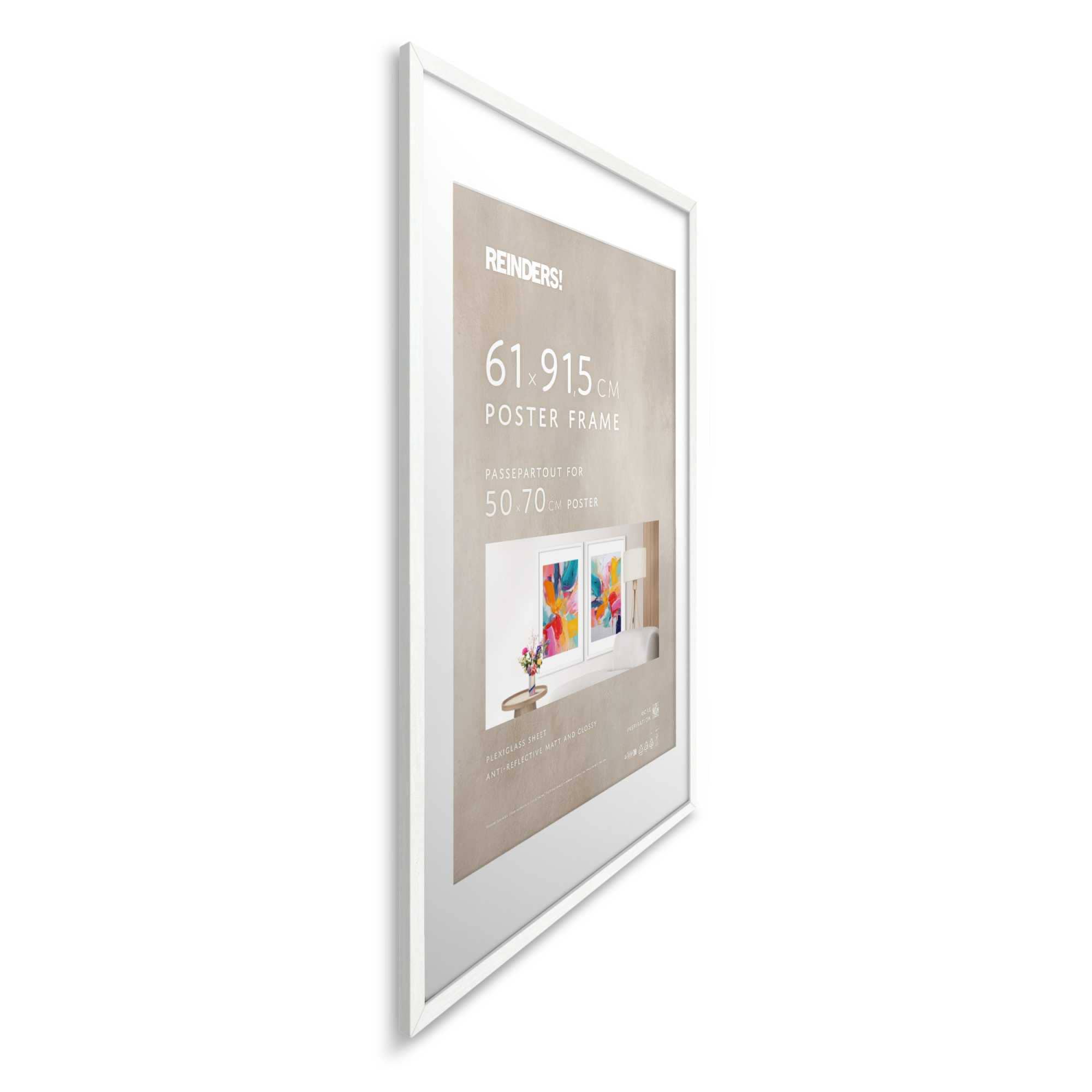 Reinders! Bilderrahmen »Bilderrahmen Poster 61x91,5 oder 50x70«, für 1 Bilder, Wohnzimmer - Weiß - MDF - 64,5x95 cm