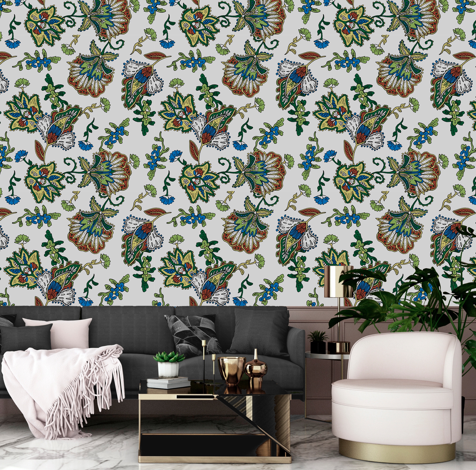 queence Vinyltapete »Milou« Motiv | bedruckt | botanisch | geblümt | gemustert | natürlich glatt 90x250cm, selbstklebend, kinderleichte Anbringung, , Sticker