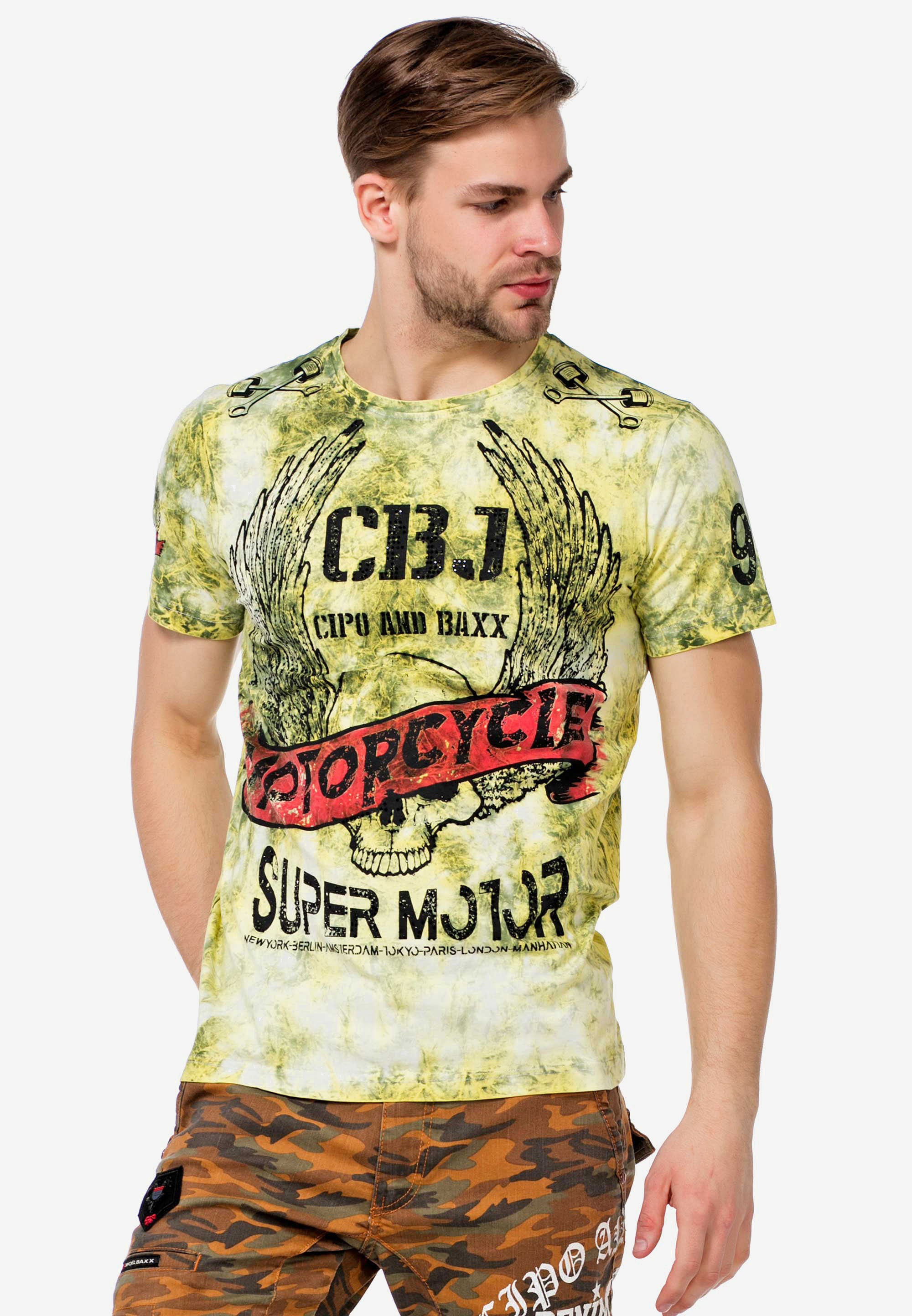 Cipo & Baxx T-Shirt, mit coolen Motorcycle-Prints