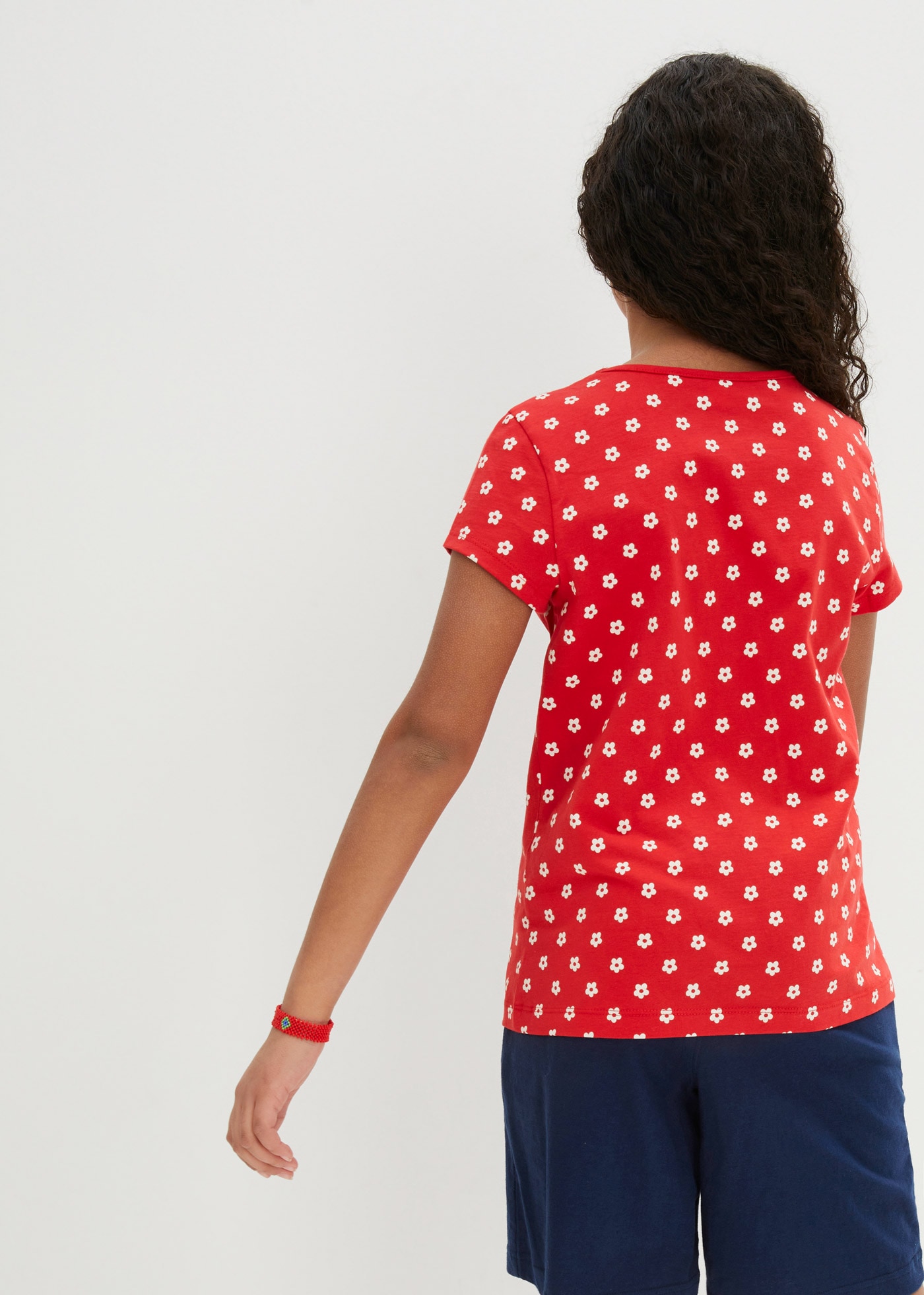 bonprix T-Shirt Packung, 2, 2 Stk. 2er Pack, bedruckt und mit Allover-Muster