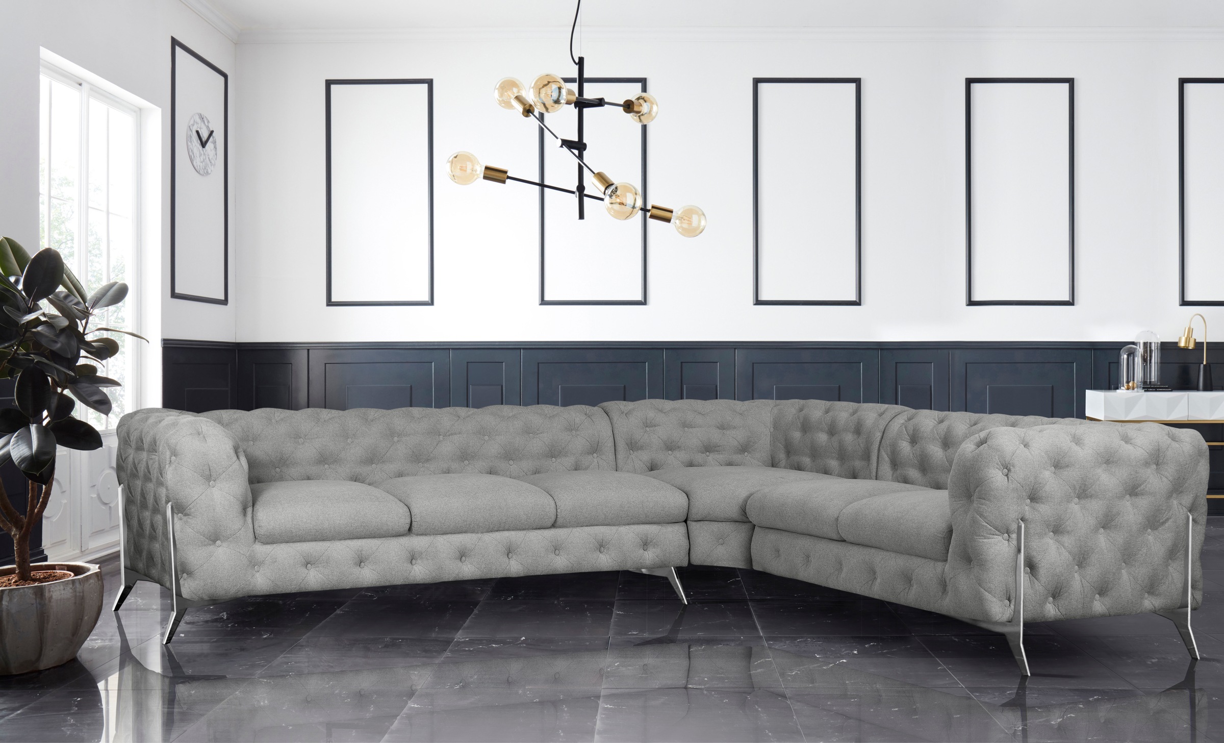 Home affaire Chesterfield-Sofa "Amaury L-Form" großes Ecksofa, Chesterfield günstig online kaufen