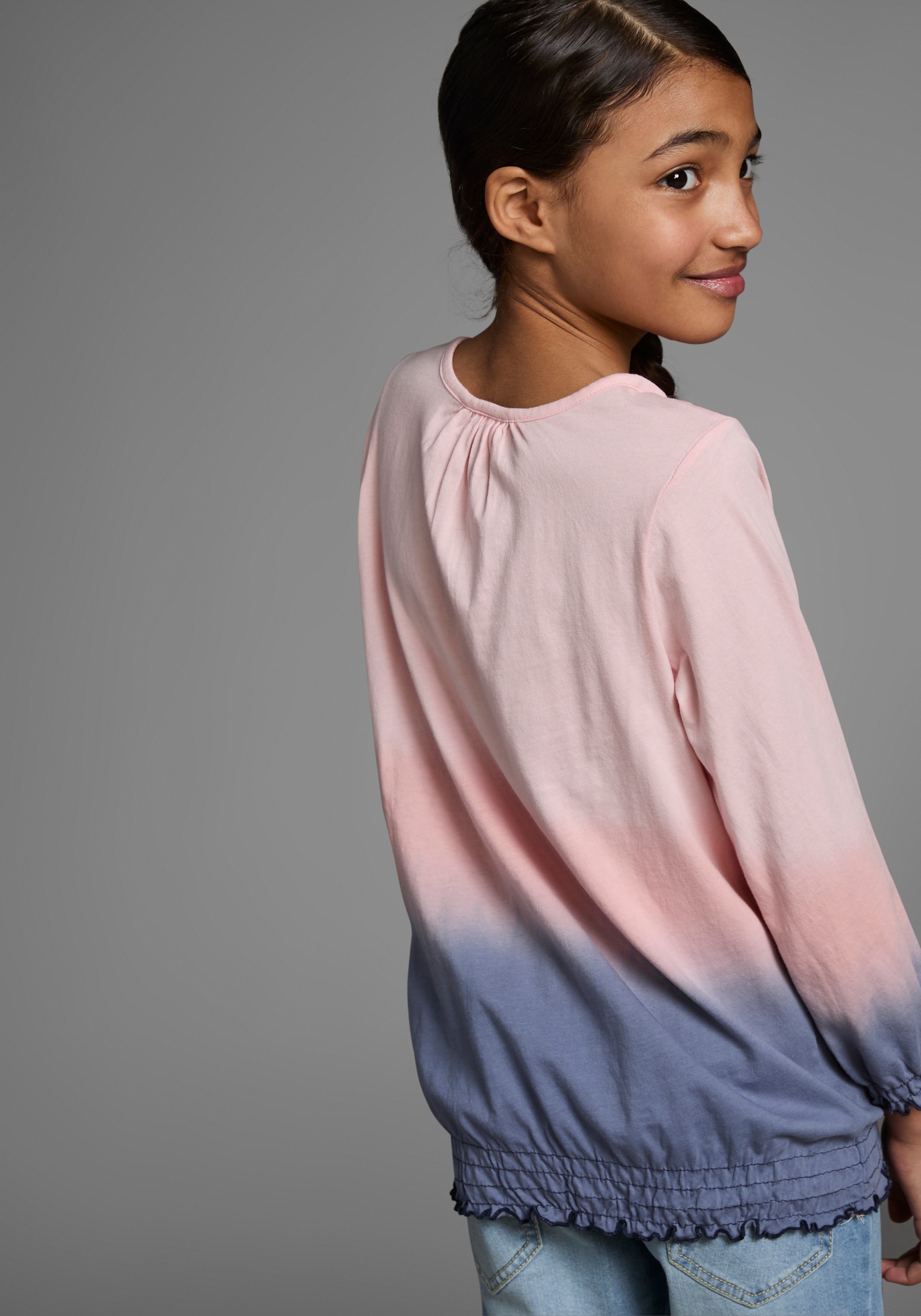 Thumbnail - KangaROOS 3/4-Arm-Shirt "Shirt in Batik-Look" 3/4-Arm, hüftlange Passform, Batikmuster, Rundhalsausschnitt