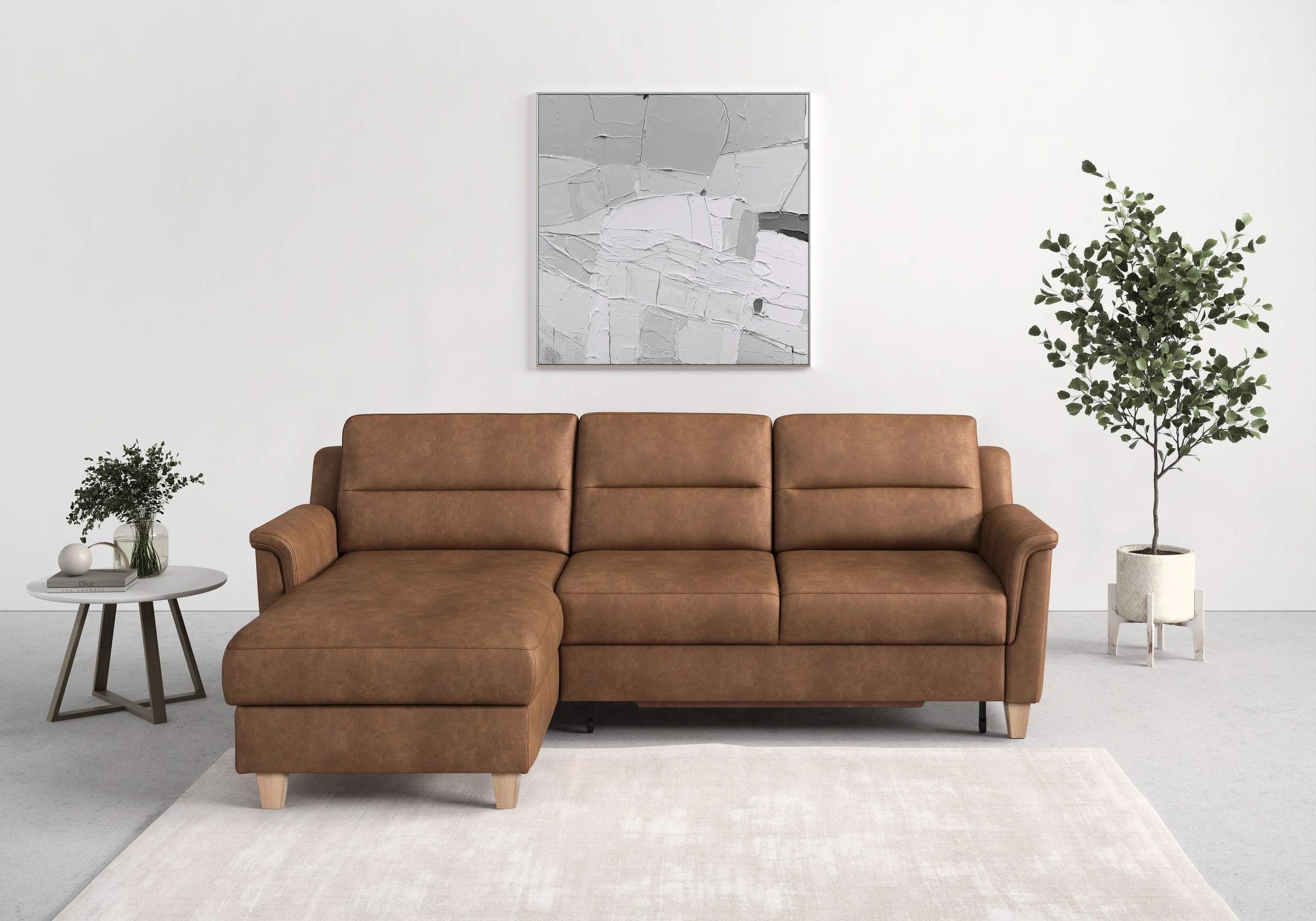 sit&more Ecksofa »Farö L-Form«, inklusive Federkern, wahlweise mit Bettfunktion und Bettkasten