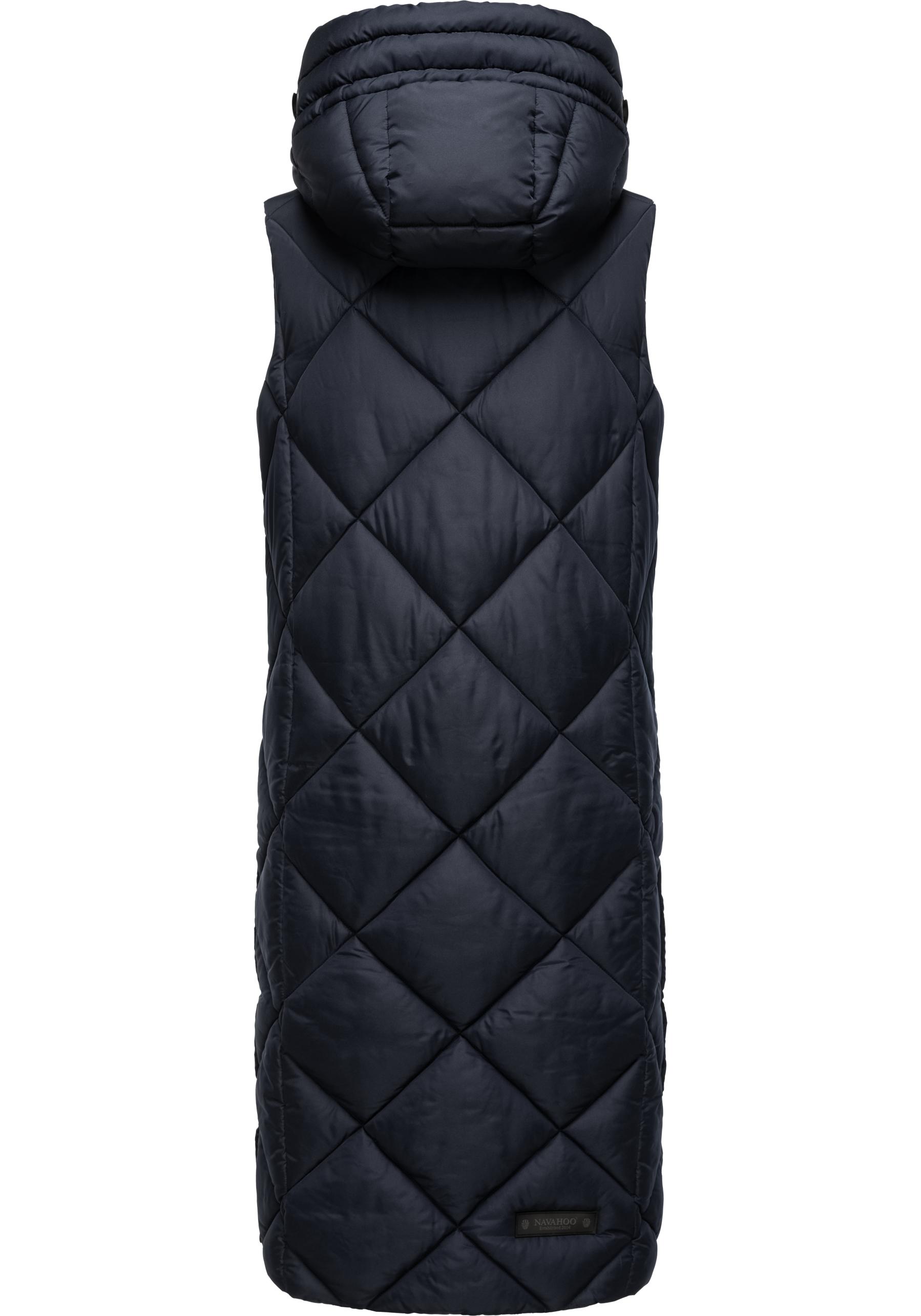 Thumbnail - Navahoo Steppweste "Schnuckel", warme Damen Outdoor-Weste lang mit Kapuze