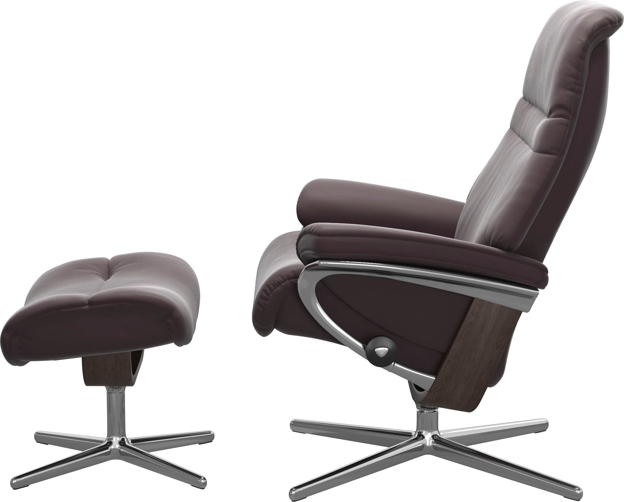 Stressless® Relaxsessel »Sunrise«, (Set, Relaxsessel mit Hocker), mit Hocker, mit Cross Base, Größe S, M & L, Holzakzent Wenge