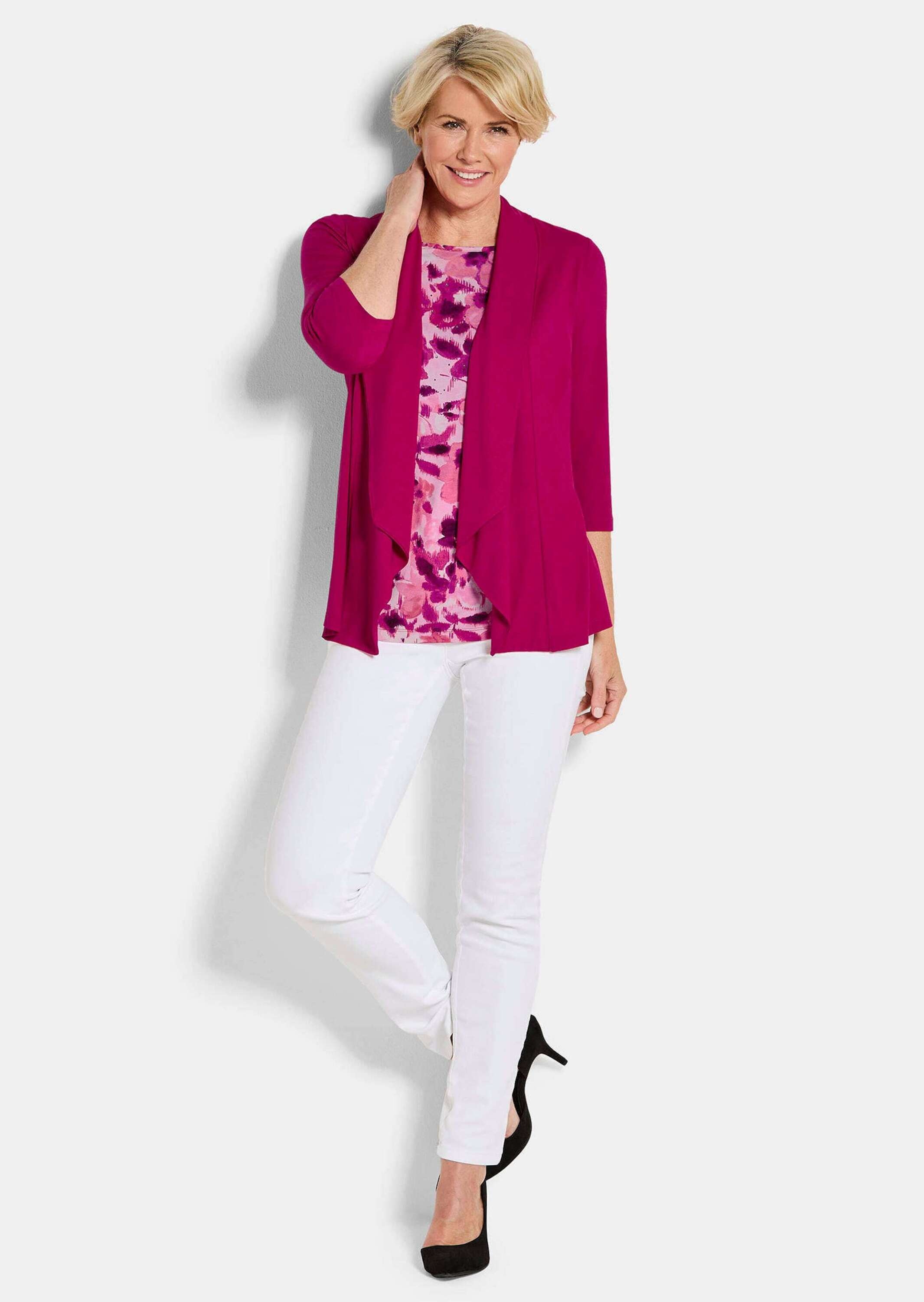 GOLDNER Langarmshirt "Kurzgröße Viskoseshirt in Twinset-Optik" Ton in Ton H günstig online kaufen