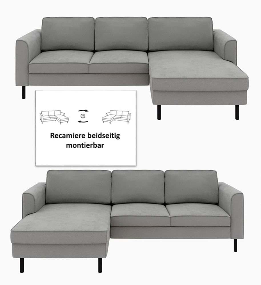 Home affaire Ecksofa »Booster Couch wahlweise mit Schlaffunktion und Bettkasten-auch in Cord«, Recamiere beidseitig montierbar, Sofa in L-Form, 232 cm