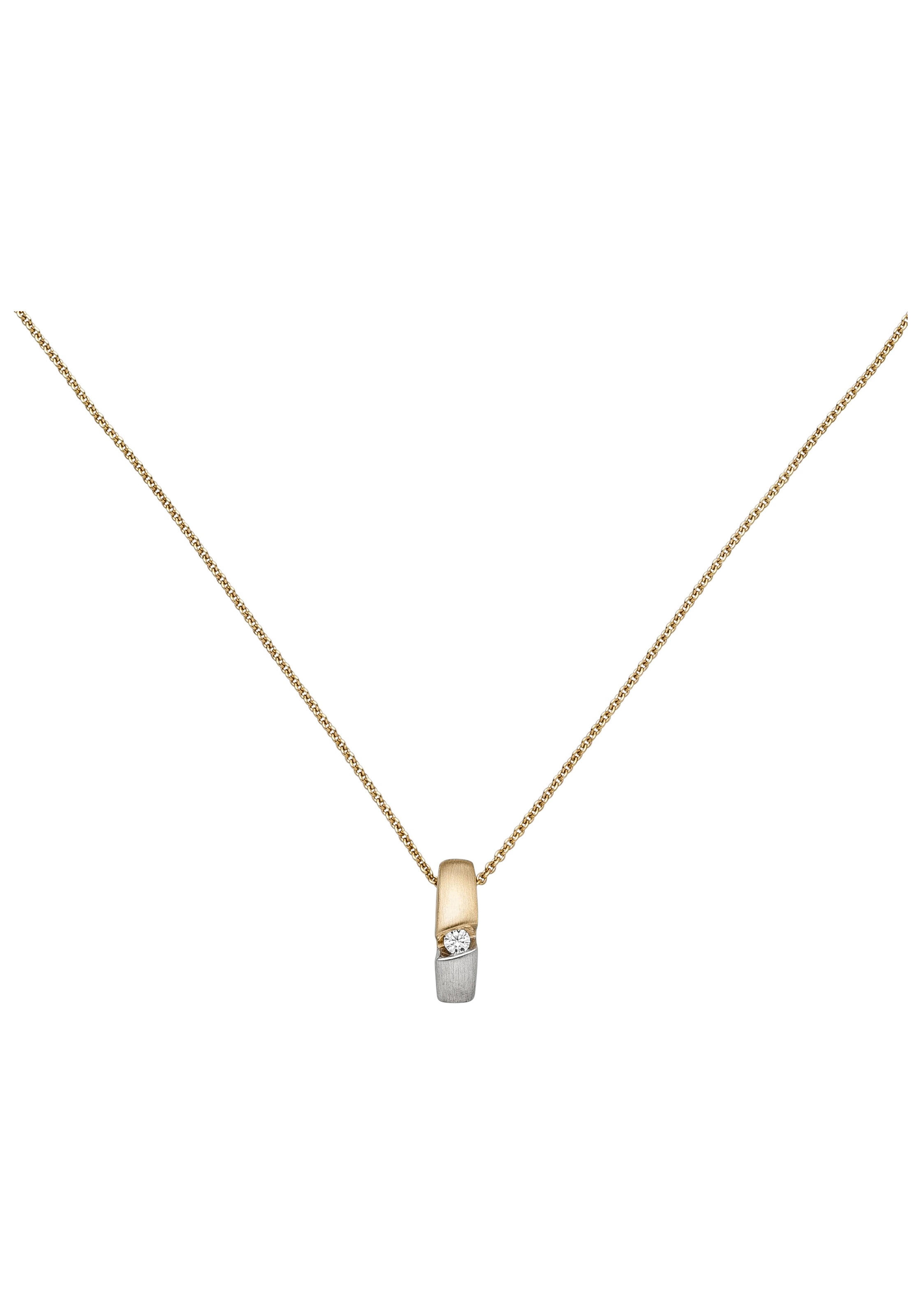 JOBO Kette mit Anhänger, 585 Gold bicolor mit 1 Diamant 43 cm