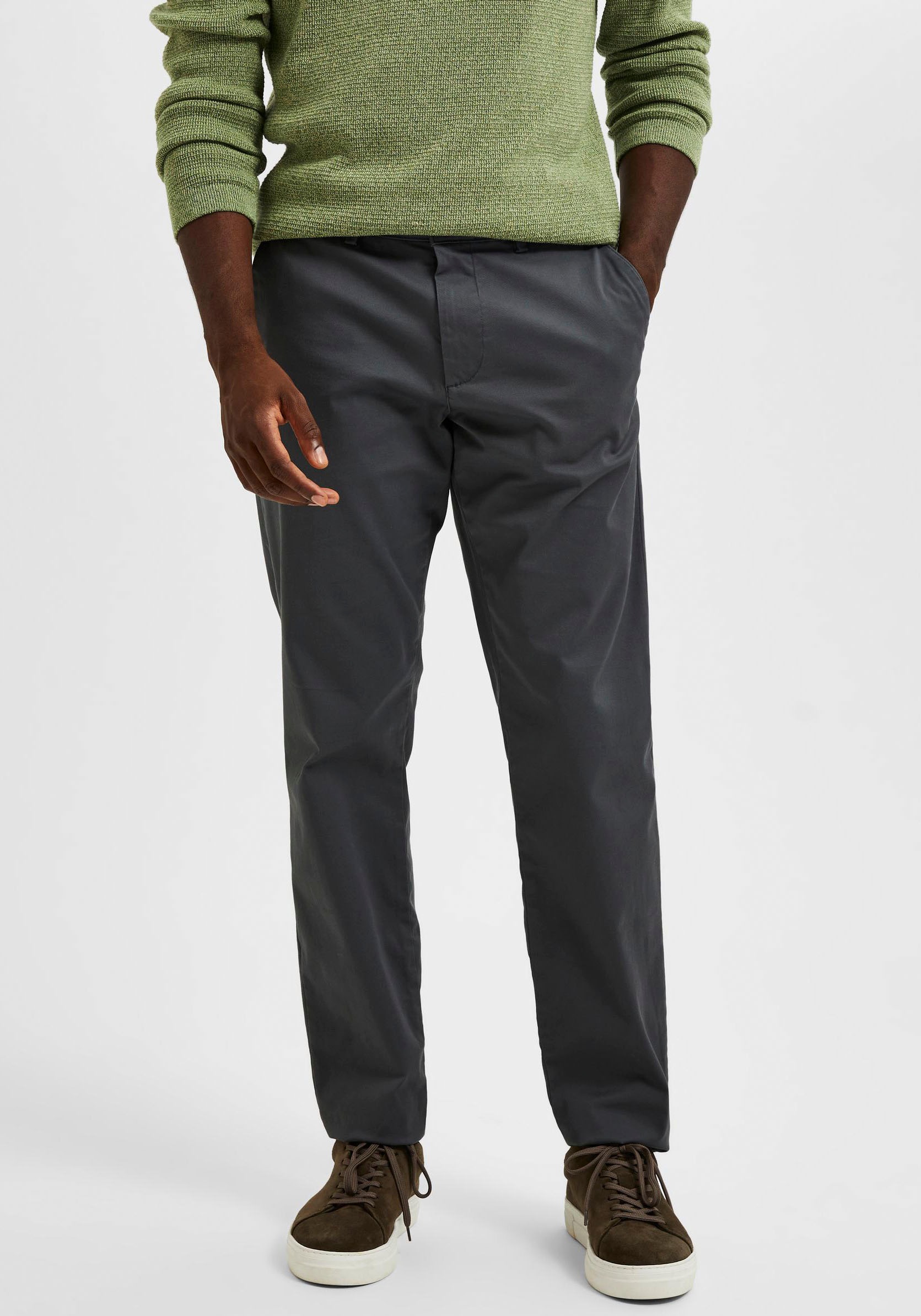 Selected Pantalon Chino New Miles Slim Fit Dark Shadow 32 Homme