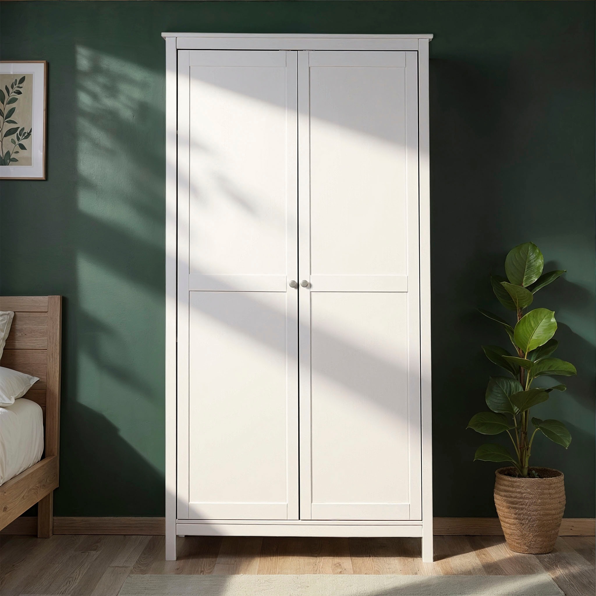 Tommy Jeans Kleiderschrank »Pinora, 2 Türen, Kiefer Massivholz Weiss, Silberne Metallgriffe« 1 Stk. tlg. Inkl. Kleiderstange & Einlegeboden, Skandi Look, 106 x 60 x 210 cm