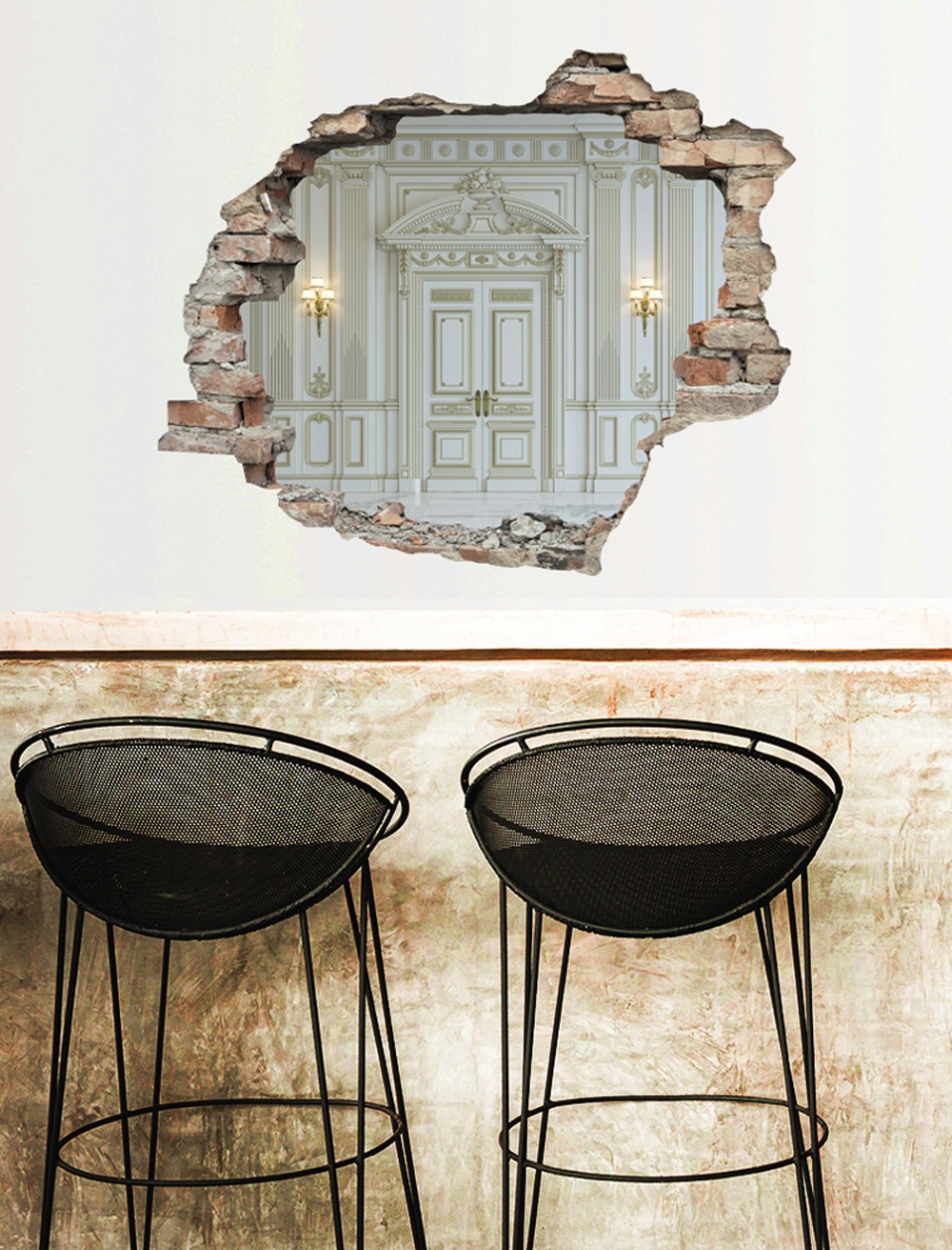 queence Wandtattoo »Tür«, (1 St.), Wandsticker, Wandbild, selbstklebend, 3D, Wanddurchbruch
