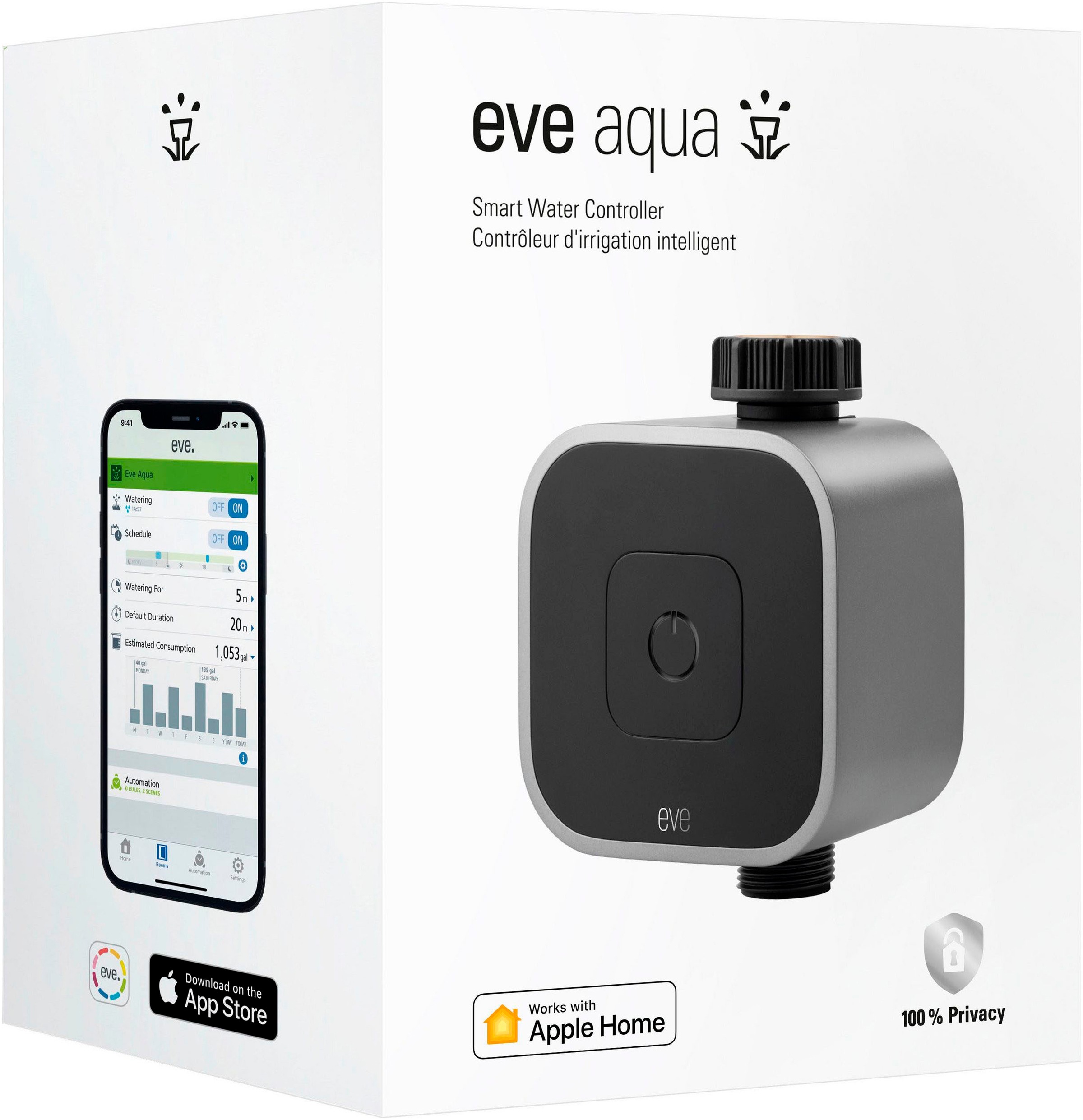 EVE Bewässerungscomputer »Aqua (HomeKit) + Schlauchverbinder 2-Wege-Verteiler«, (Packung)