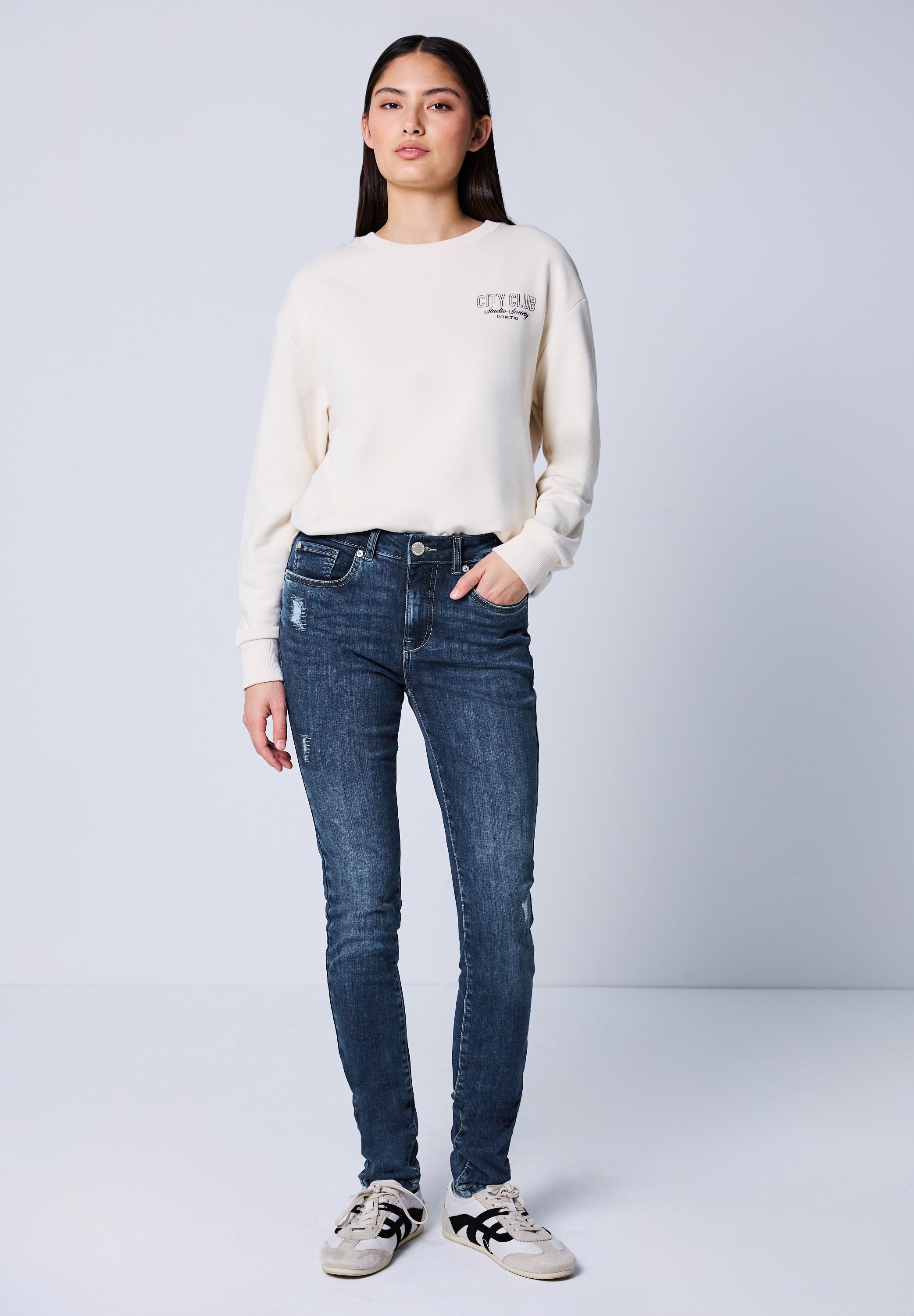 STREET ONE STUDIO Skinny-fit-Jeans in Destroyed-Optik