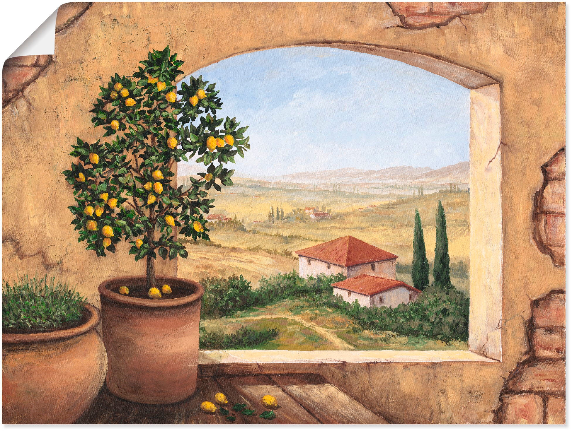 Artland Wandbild "Fenster in der Toskana" Fensterblick 1 Stk. tlg. als Alub günstig online kaufen