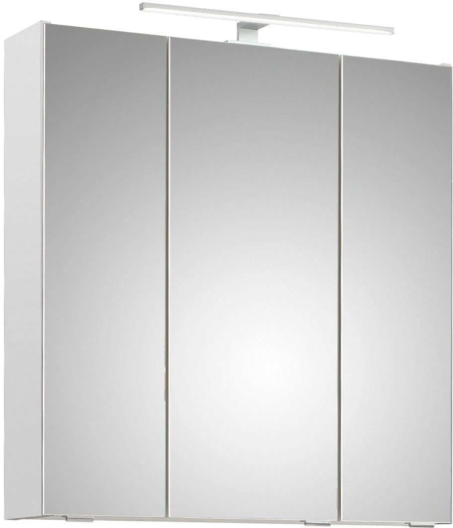 Saphir Spiegelschrank »Quickset 857 Badschrank, 3 Spiegeltüren, 6 Einlegeböden, 65 cm breit«, inkl. LED-Beleuchtung, Türdämpfer, Schalter-/Steckdosenkombination