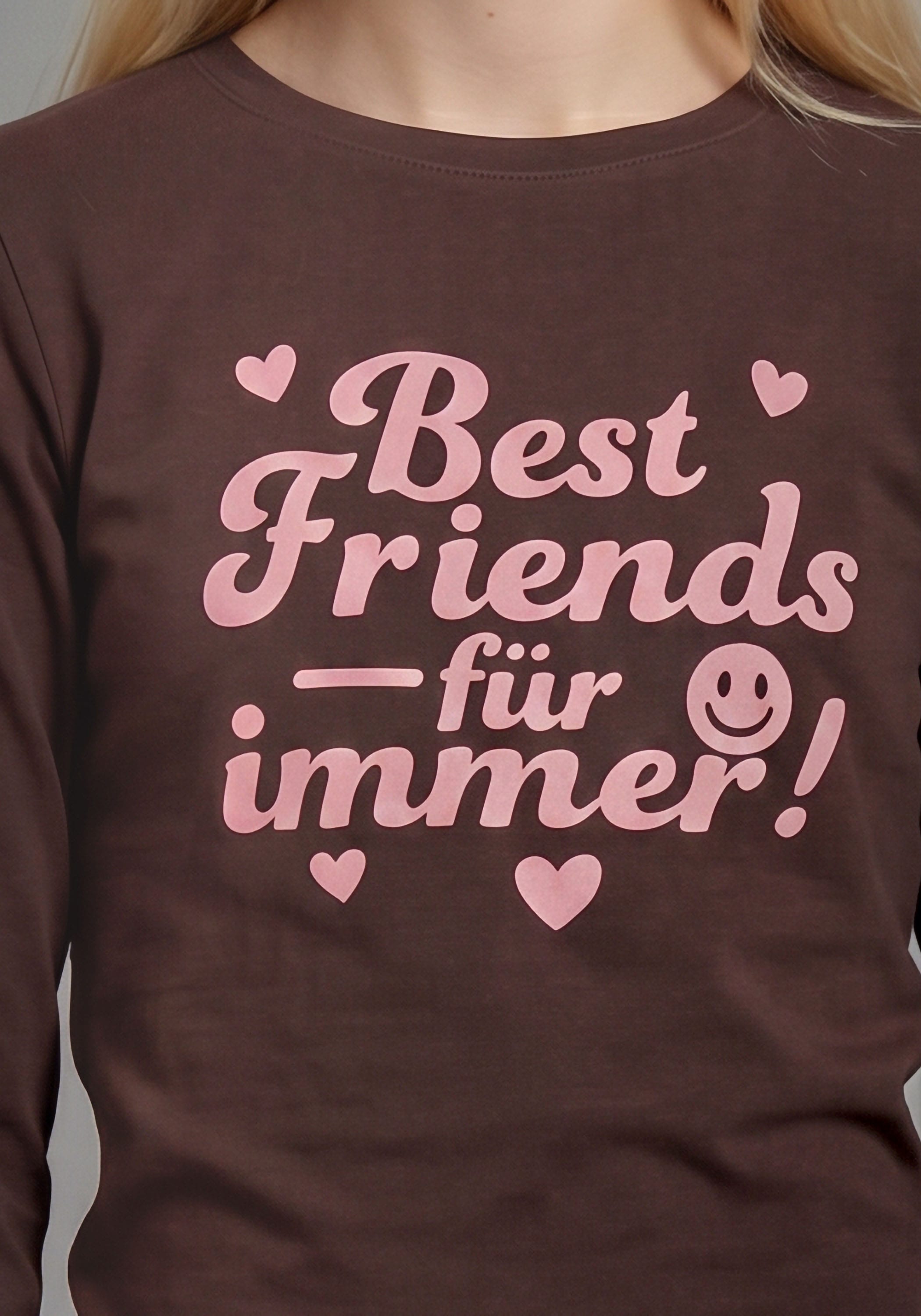 KIDSWORLD Langarmshirt »Slogan Shirt: BEST FRIENDS - für immer!« hüftlange Schnittform, Langarm, Basic-Stil