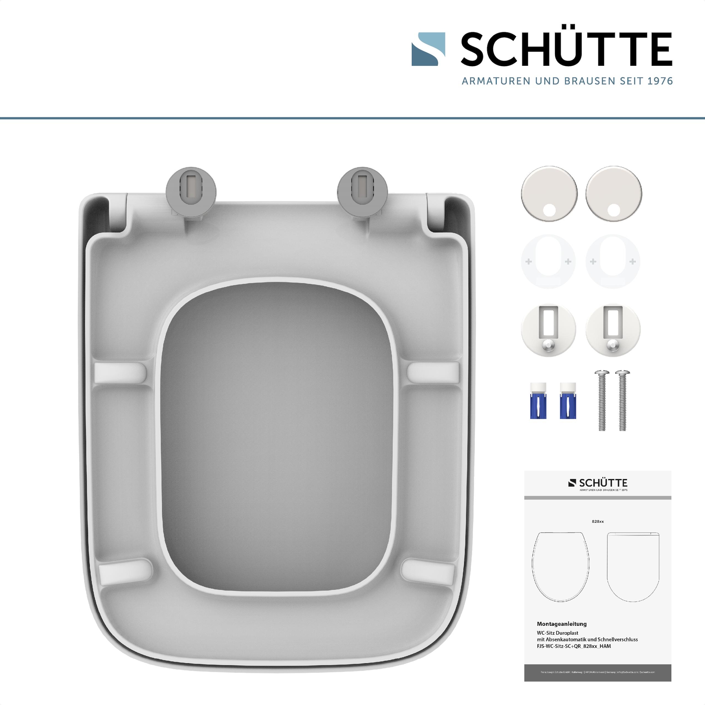 Schütte WC-Sitz »Duroplast, WHITE E-Form PRO 4«, (WC-Sitz, Befestigungsmaterial, Montageanleitung), mit Absenkautomatik und Schnellverschluss