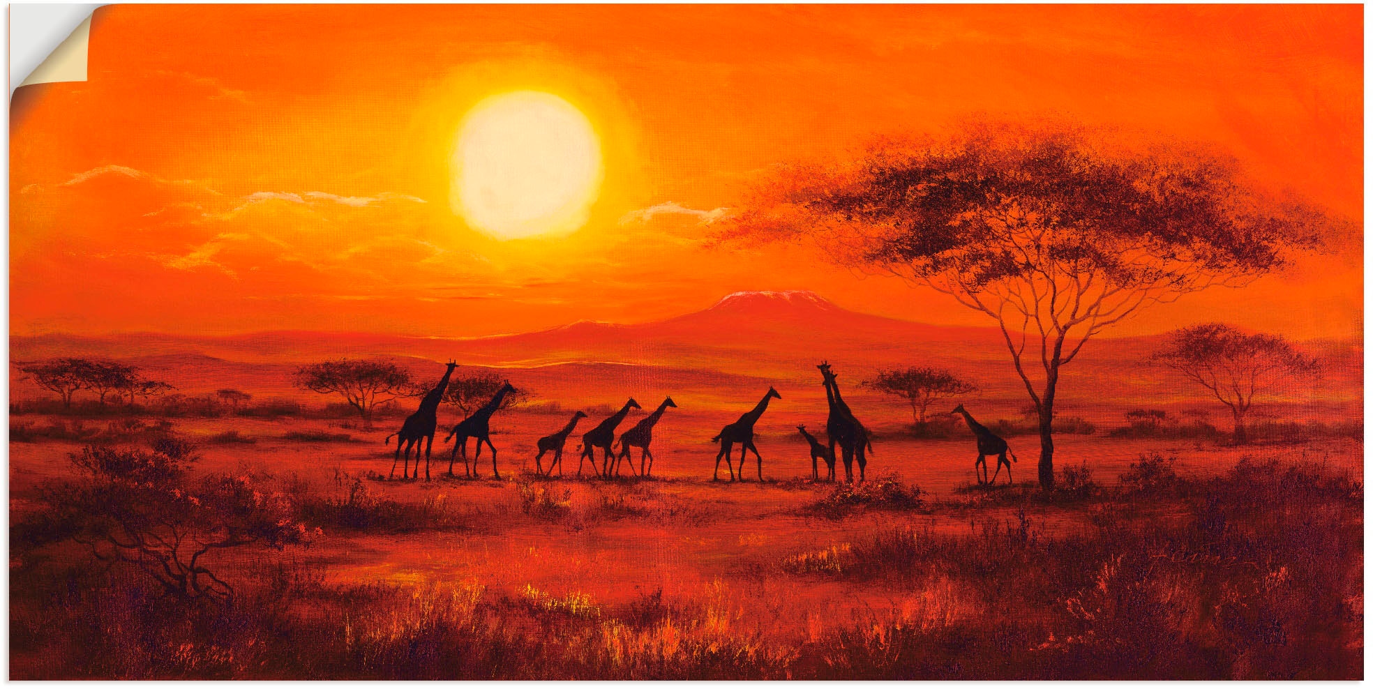 verschied. | Wandbild St.), Wandaufkleber (1 BAUR in Poster, als Artland Größen »Giraffenherde«, Afrika,