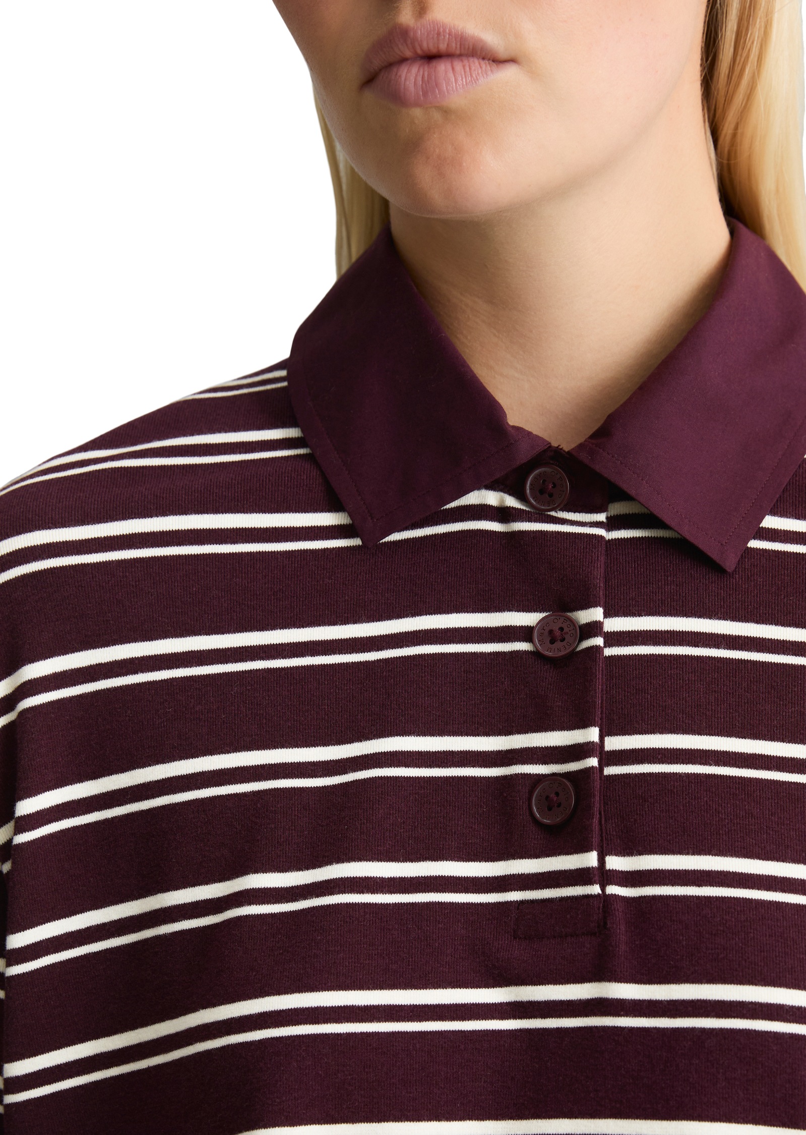 Marc O'Polo DENIM Langarm-Poloshirt »aus gestreiftem Heavy Jersey«