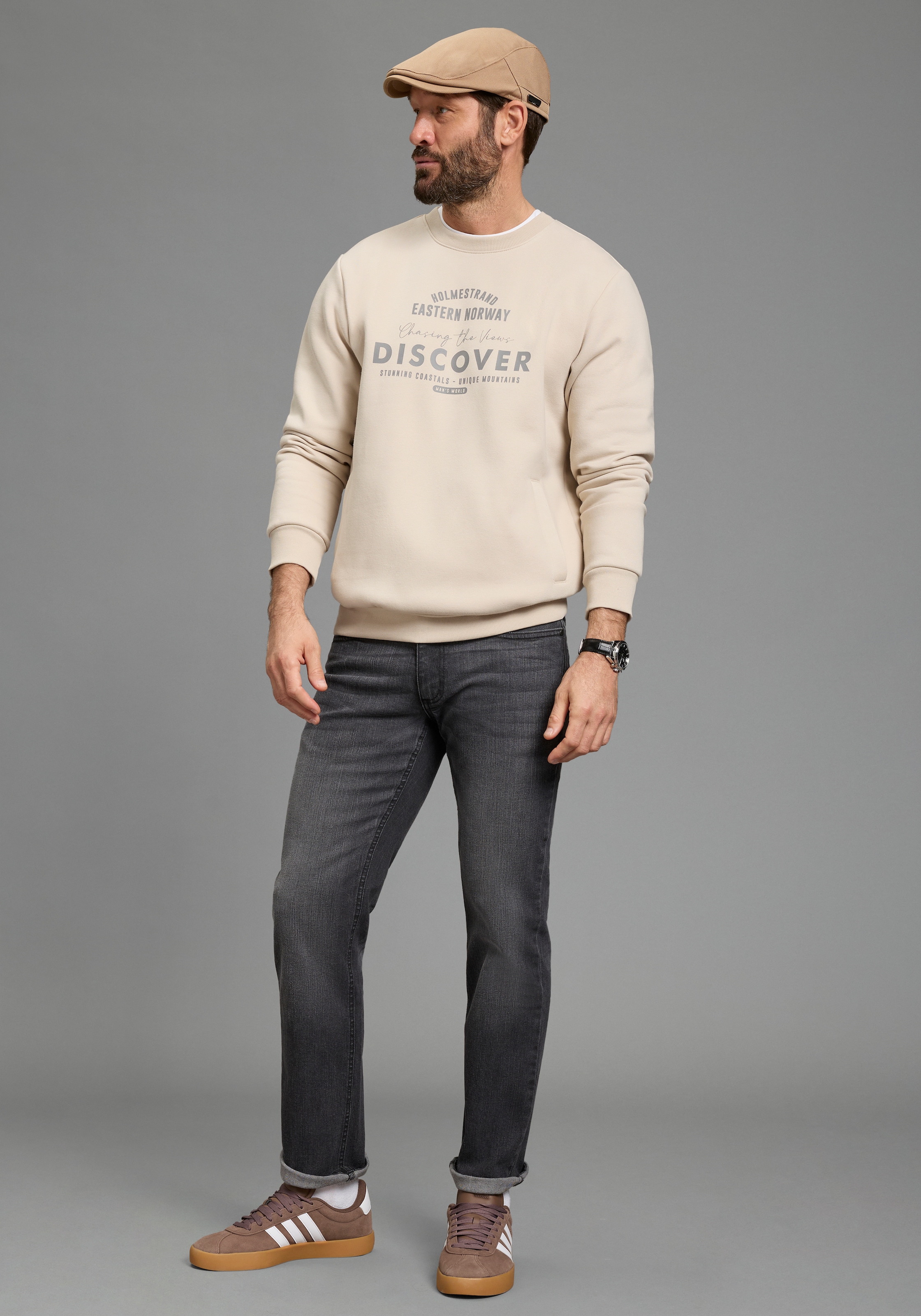 Man's World Sweatshirt , mit Eingrifftaschen, Rundhalsausschnitt, Langarm-Design
