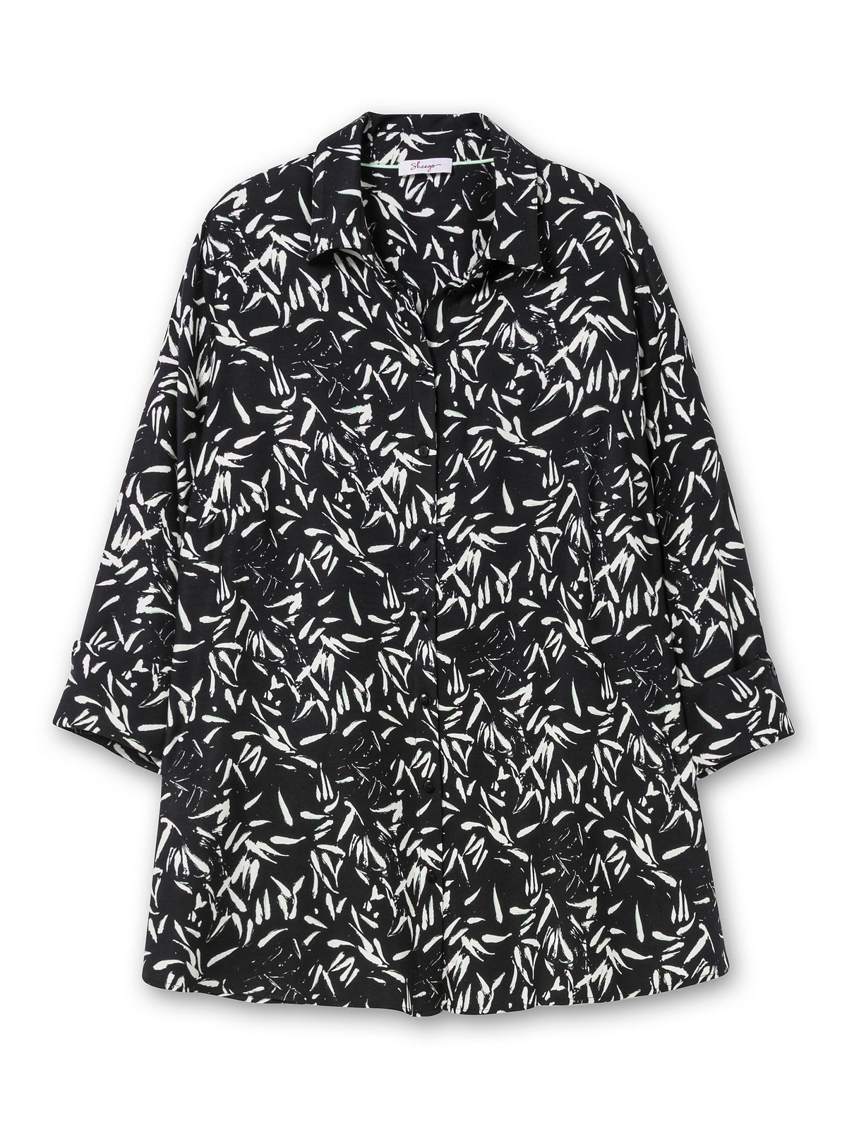 Sheego Hemdbluse »Große Größen«, mit Blätterprint und 3/4-Arm