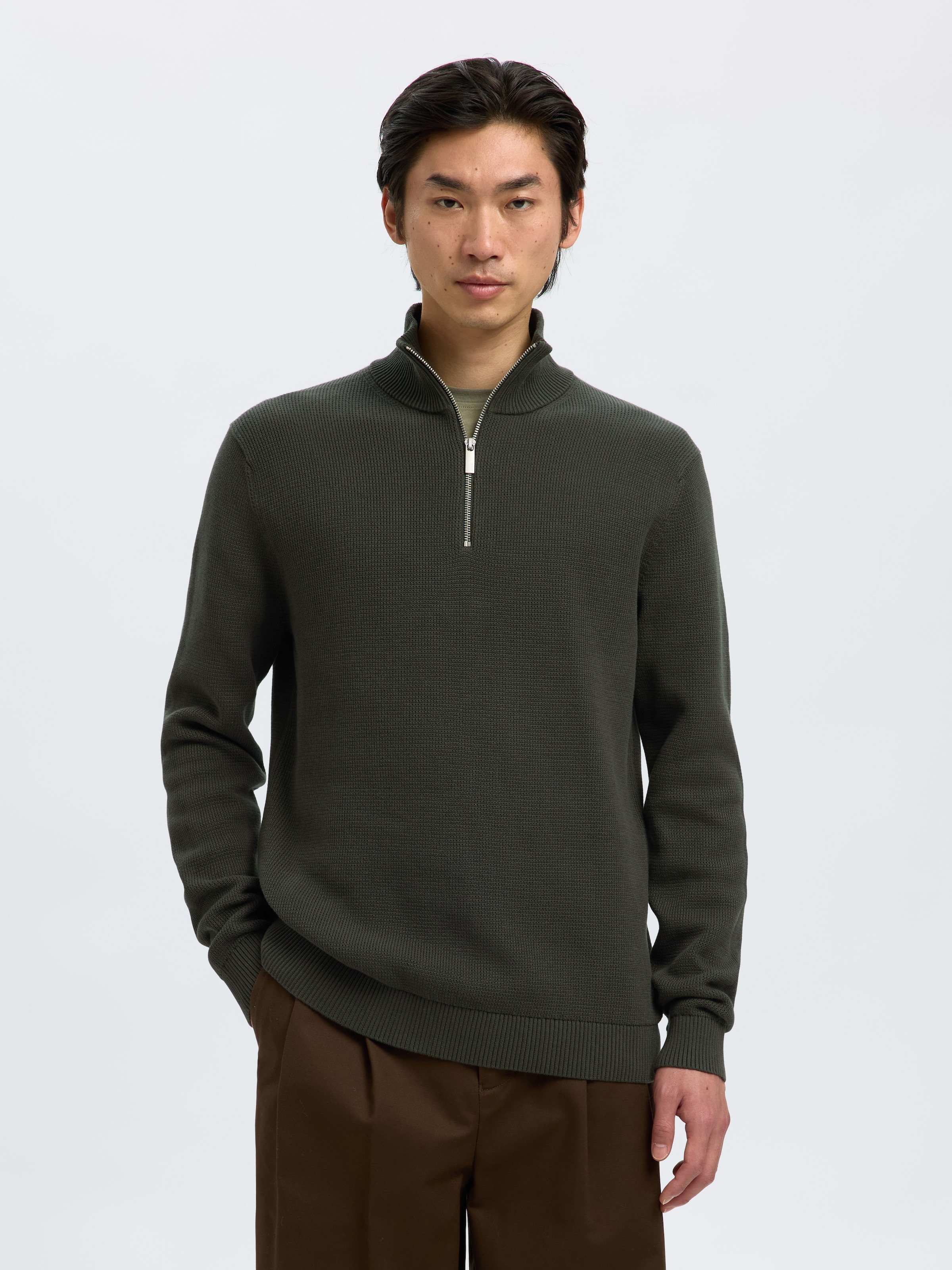 SELECTED Troyer "SLHDANE LS KNIT STRUCTURE HALF ZIP NOOS" günstig online kaufen