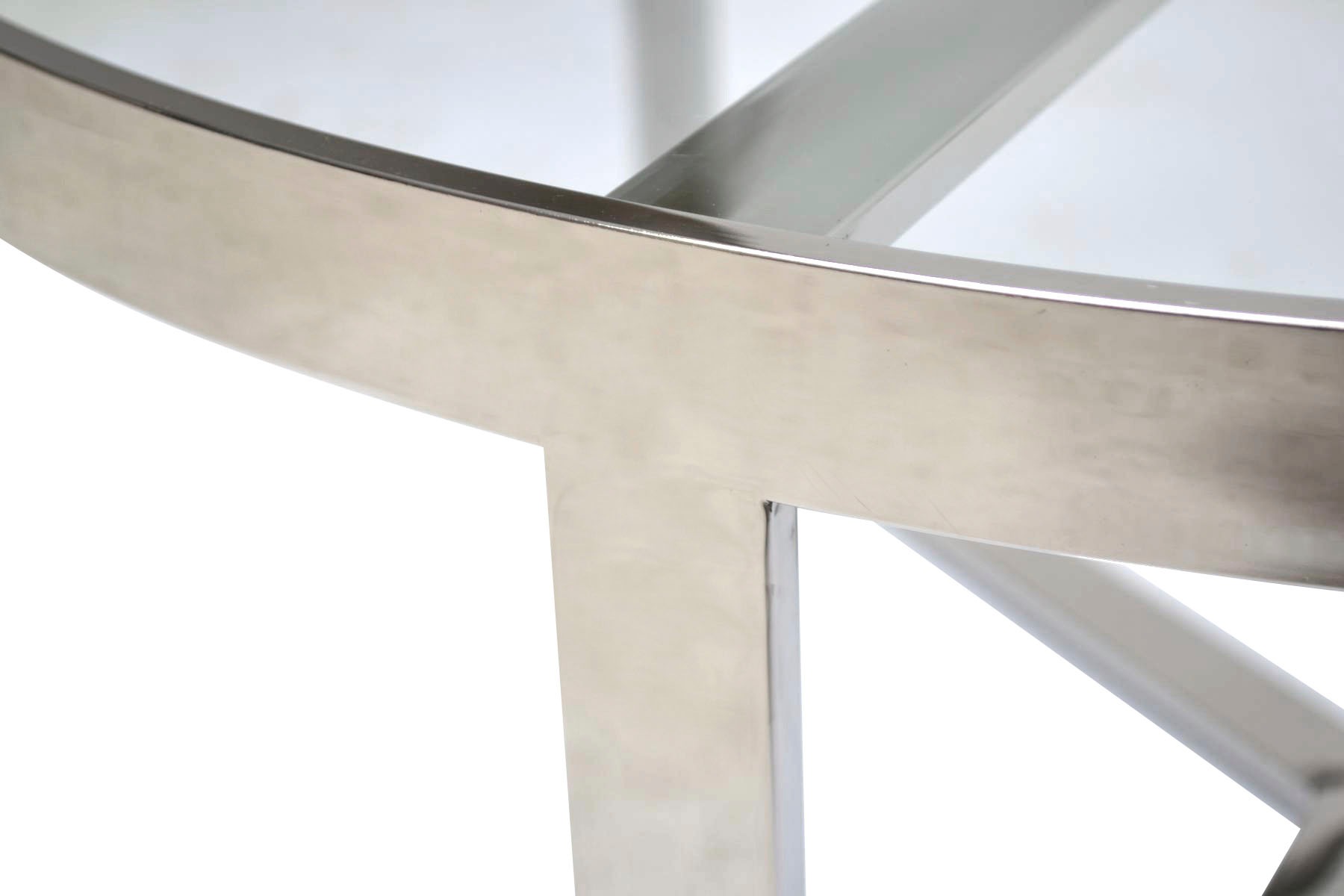 Leonique Couchtisch »Palmer«, Runder Couchtisch, Silber, Chrom, Glasplatte, Gestell, 90x90x40