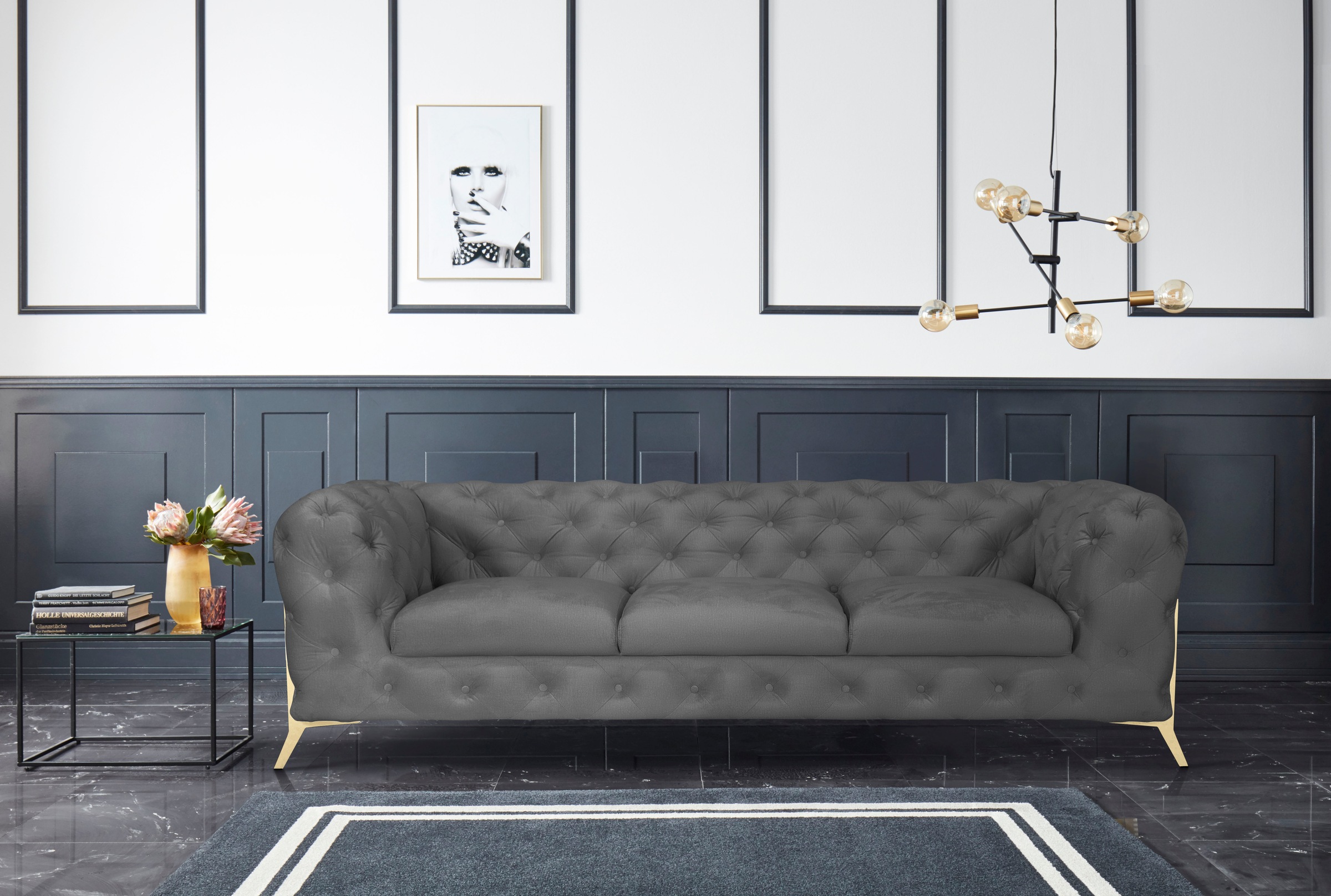 Home affaire Chesterfield-Sofa "Amaury" aufwändige Knopfheftung, moderne Ch günstig online kaufen