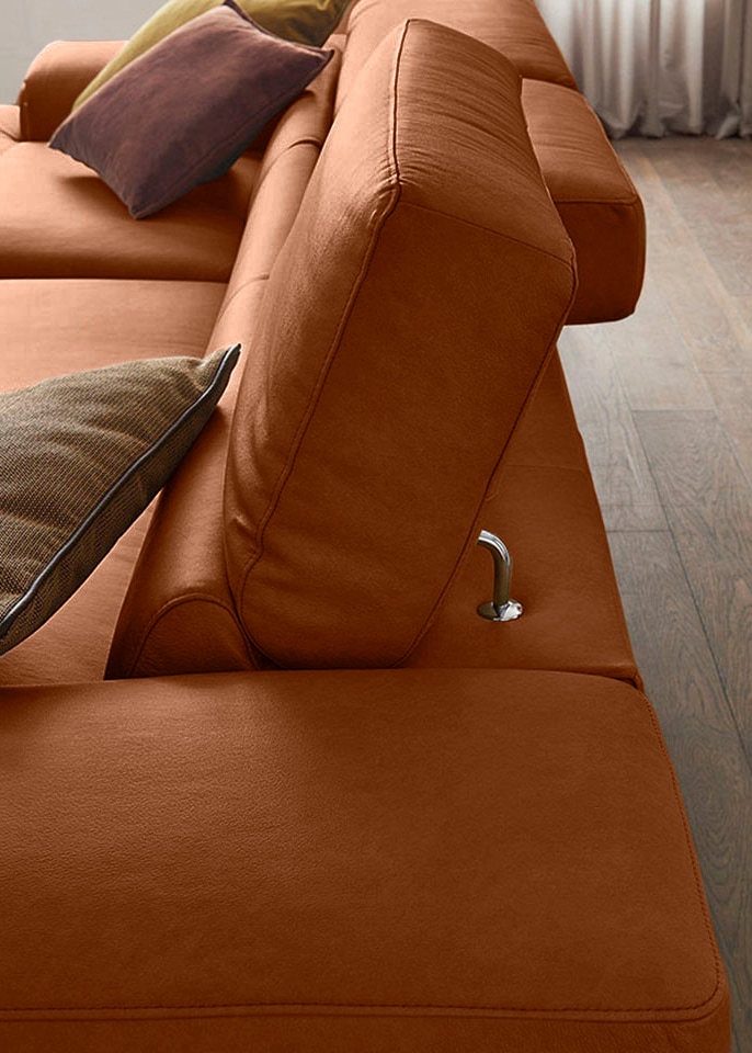 W.SCHILLIG Ecksofa »piedroo, Designsofa mit tollem Sitzkomfort, elegant und bequem, L-Form«, Kopfteilverstellung, wahlweise mit Sitztiefenverstellung, Breite 303cm