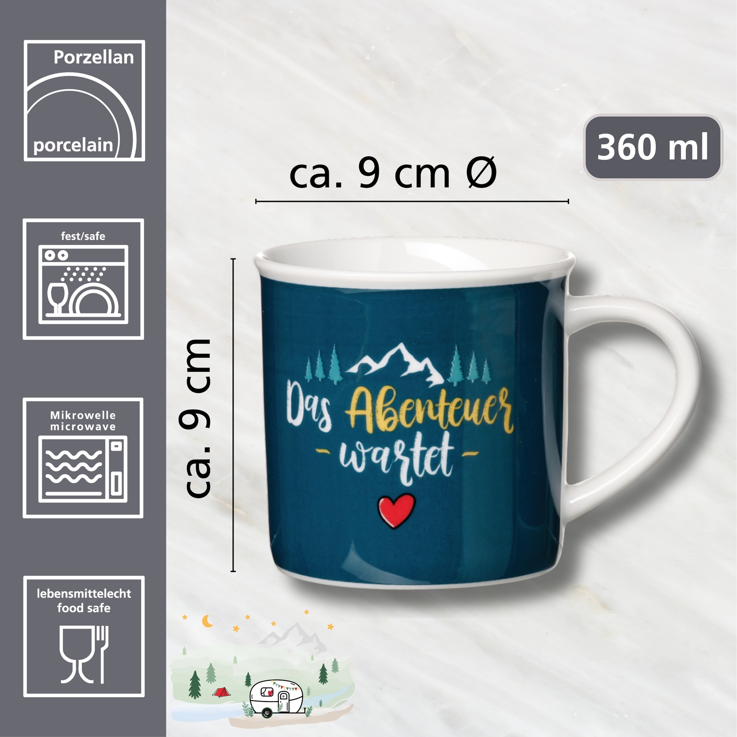 Ritzenhoff & Breker Becher »Camping«, (1 tlg.), "Das Abenteuer wartet" - in Geschenkbanderole