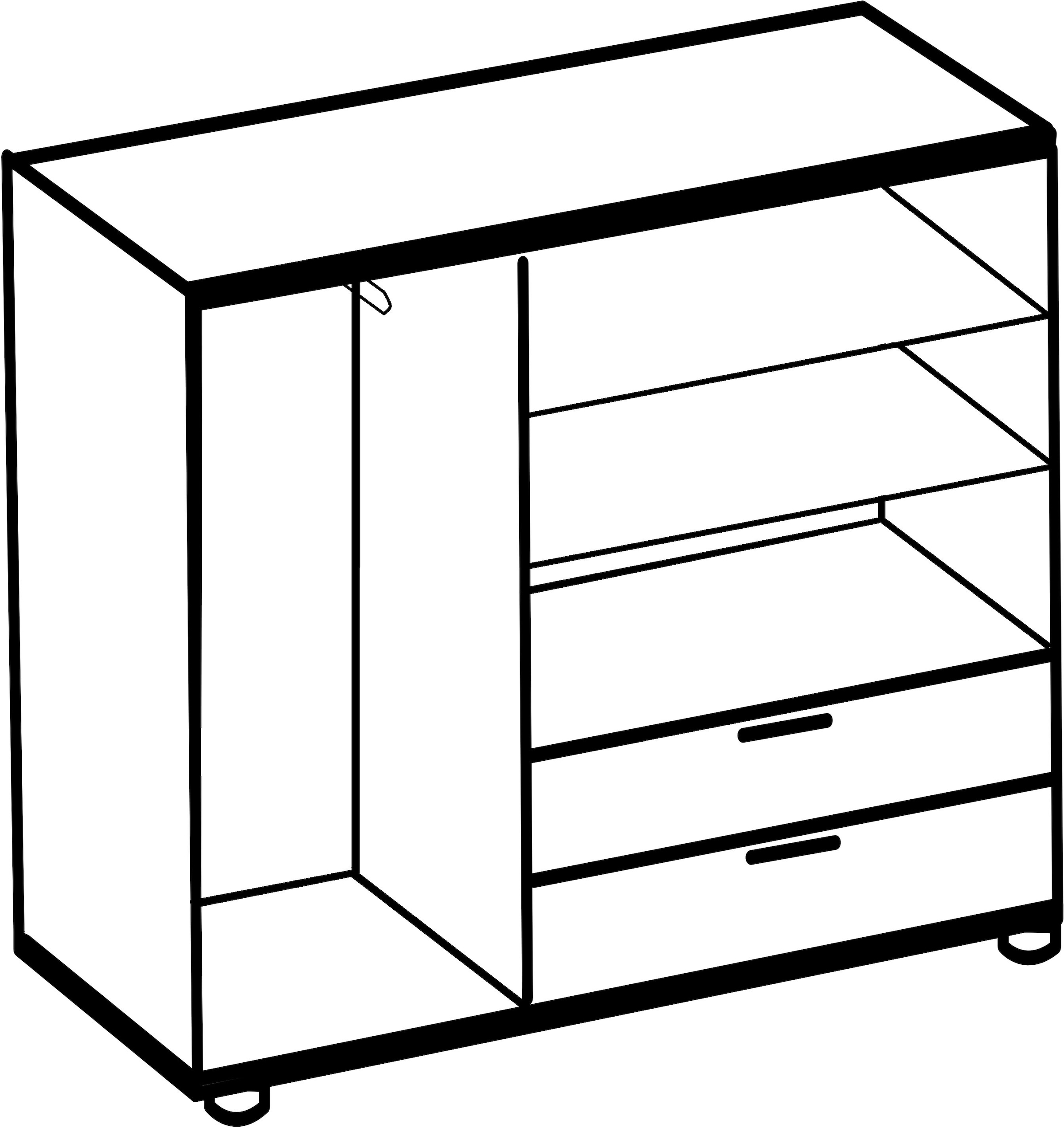 Wimex Wäscheschrank »Easy Plus Kleiderschrank Garderobe 2 Schubladen, 81 oder 130cm breit«, in verschiedenen Farben, moderne Optik mit schwarzen Metallgriffen