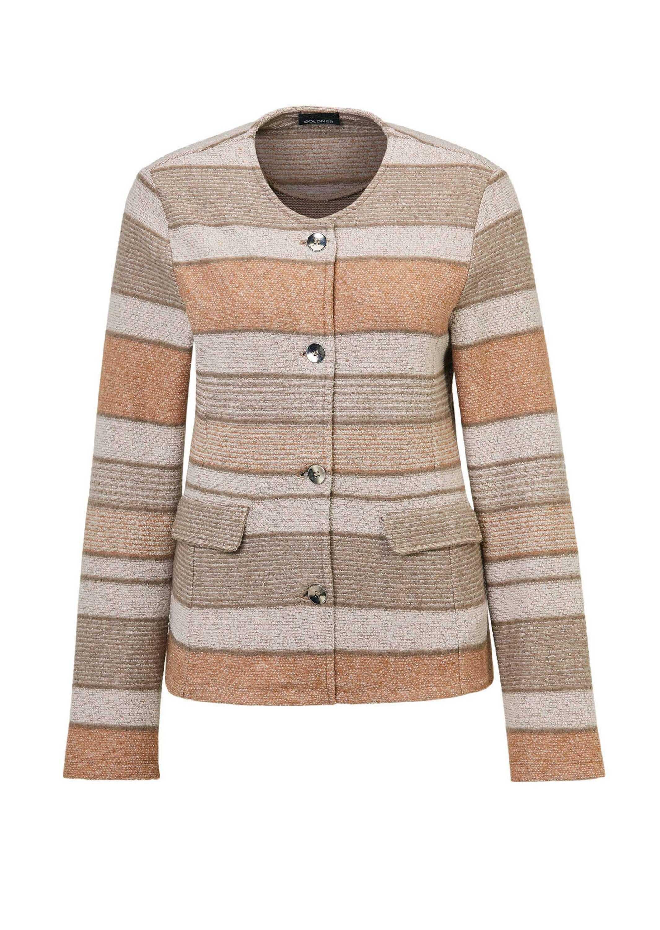 GOLDNER Kurzjacke "Kurzgröße Jacke in Bouclé-Optik" ungefüttert, mit Belegv günstig online kaufen