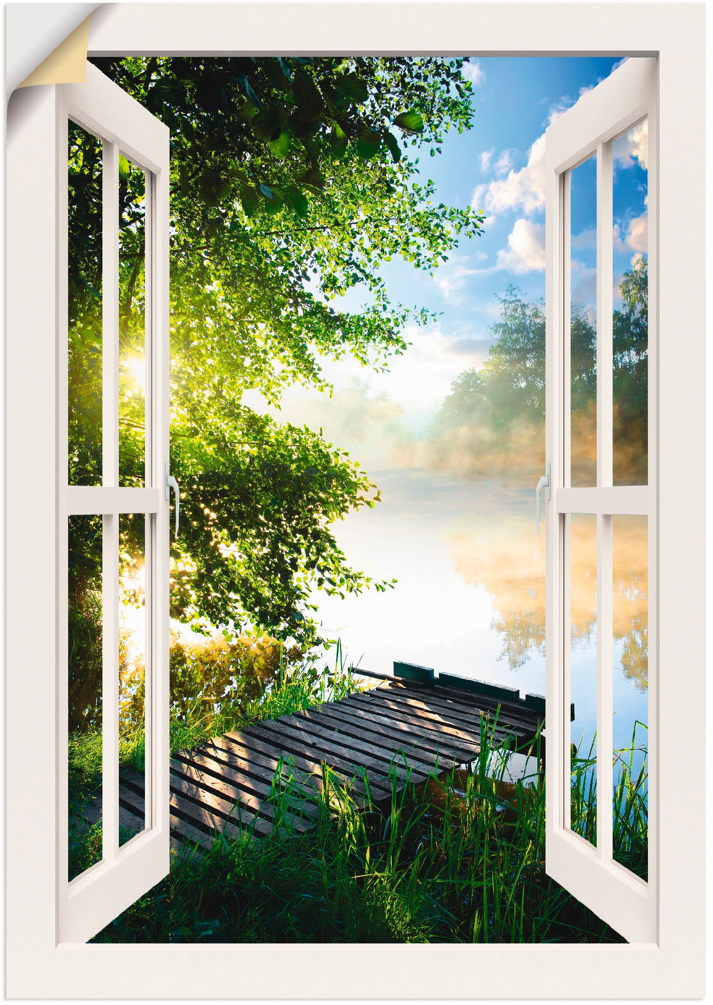 Artland Wandbild »Fensterblick Angelsteg BAUR | am St.) Fluss«, Fensterblick, (1