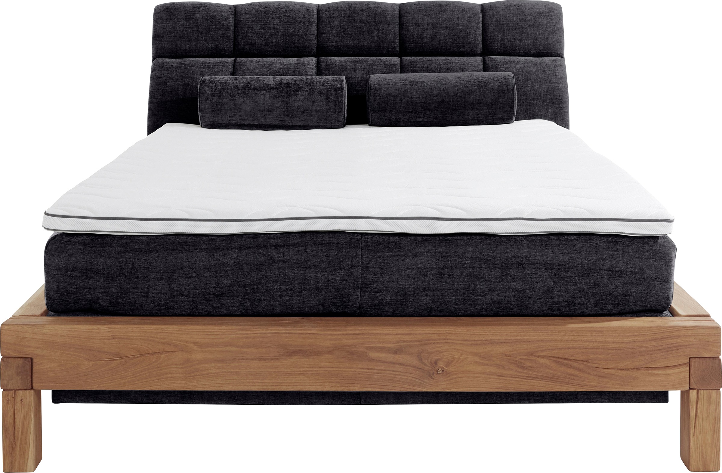 Boxspringbett HOME AFFAIRE "Villads", schwarz (carbone), B:179cm L:231cm, Komplettbetten, Boxspringbett, Liegefläche: 160/200 cm aus Balkeneiche, Inside-Boxspring-Unterbau 8