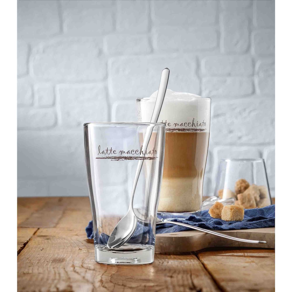 WMF Gläser-Set »Clever&More«, (Set, 12 tlg., 6x Latte Macchiato Gläser-6x Latte Macchiato Löffel), Glas stapelbar, 12-teilig