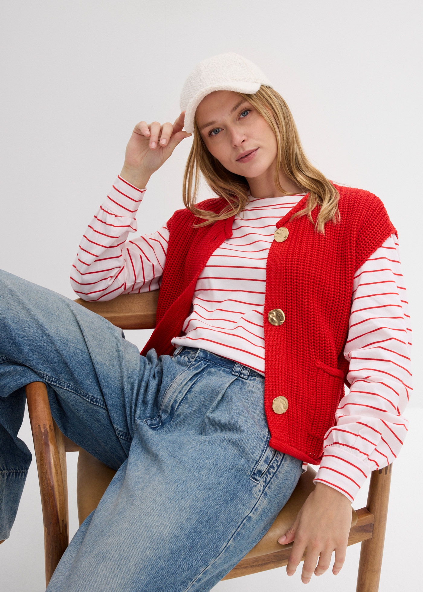 bonprix Langarmshirt 1 lockere Passform mit überschnittenen Schultern, mit Ballon-Ärmeln