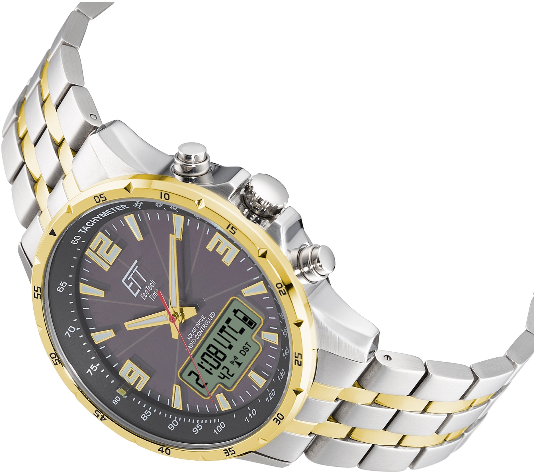 ETT Funkchronograph »Professional, EGS-11553-21M«, Armbanduhr, Herrenuhr, Stoppfunktion, Datum, Solar
