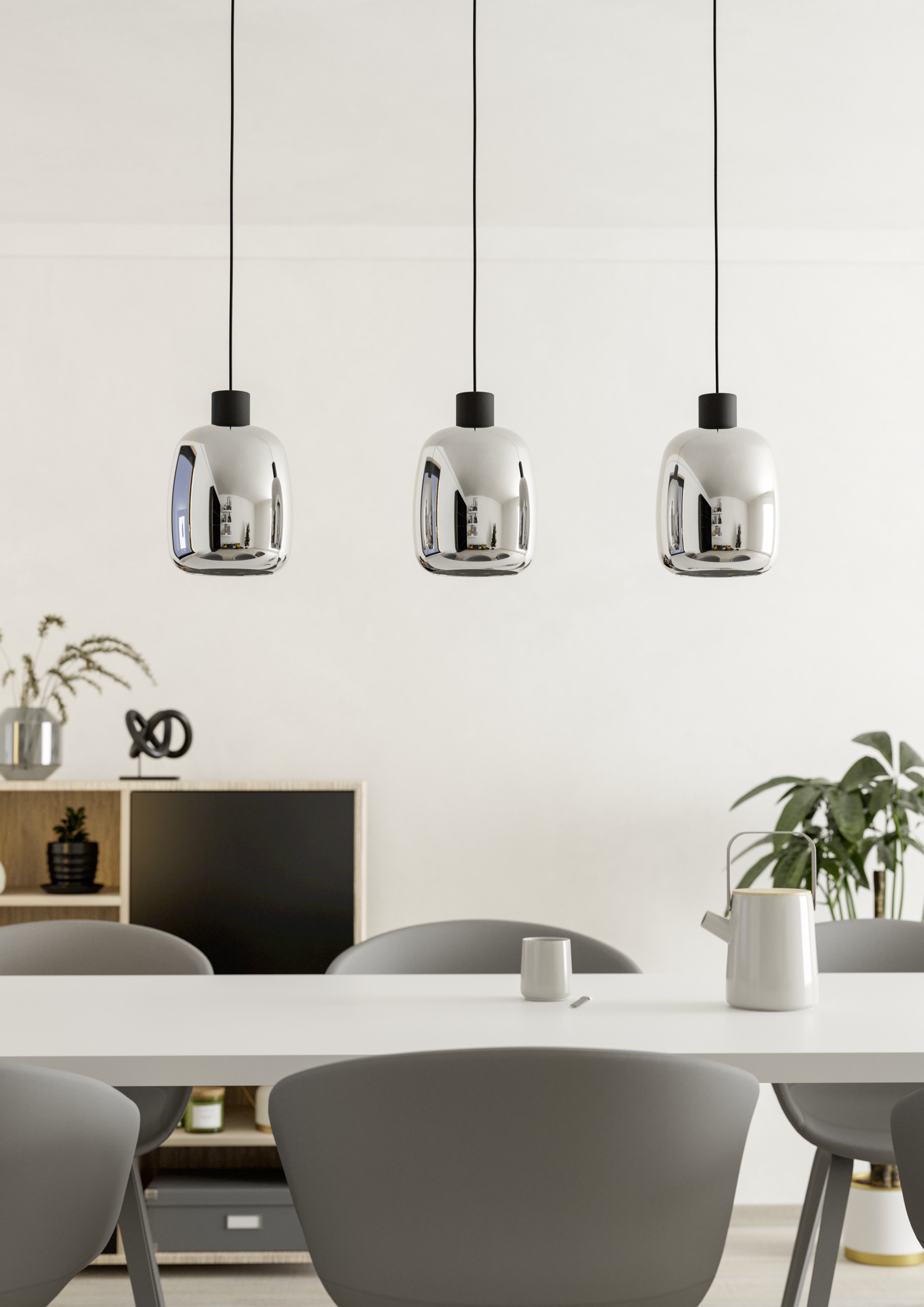 EGLO Hängeleuchte »MOLOCHIO-Z Pendellampe - Stahl - LED - 3X3,7W - IP20« LED-Modul 1 Stk. Kaltweiß | Neutralweiß | Warmweiß Hängelampe, Deckenlampe, Wohnzimmer, Esszimmer, L88 x B12,5 x H110 cm