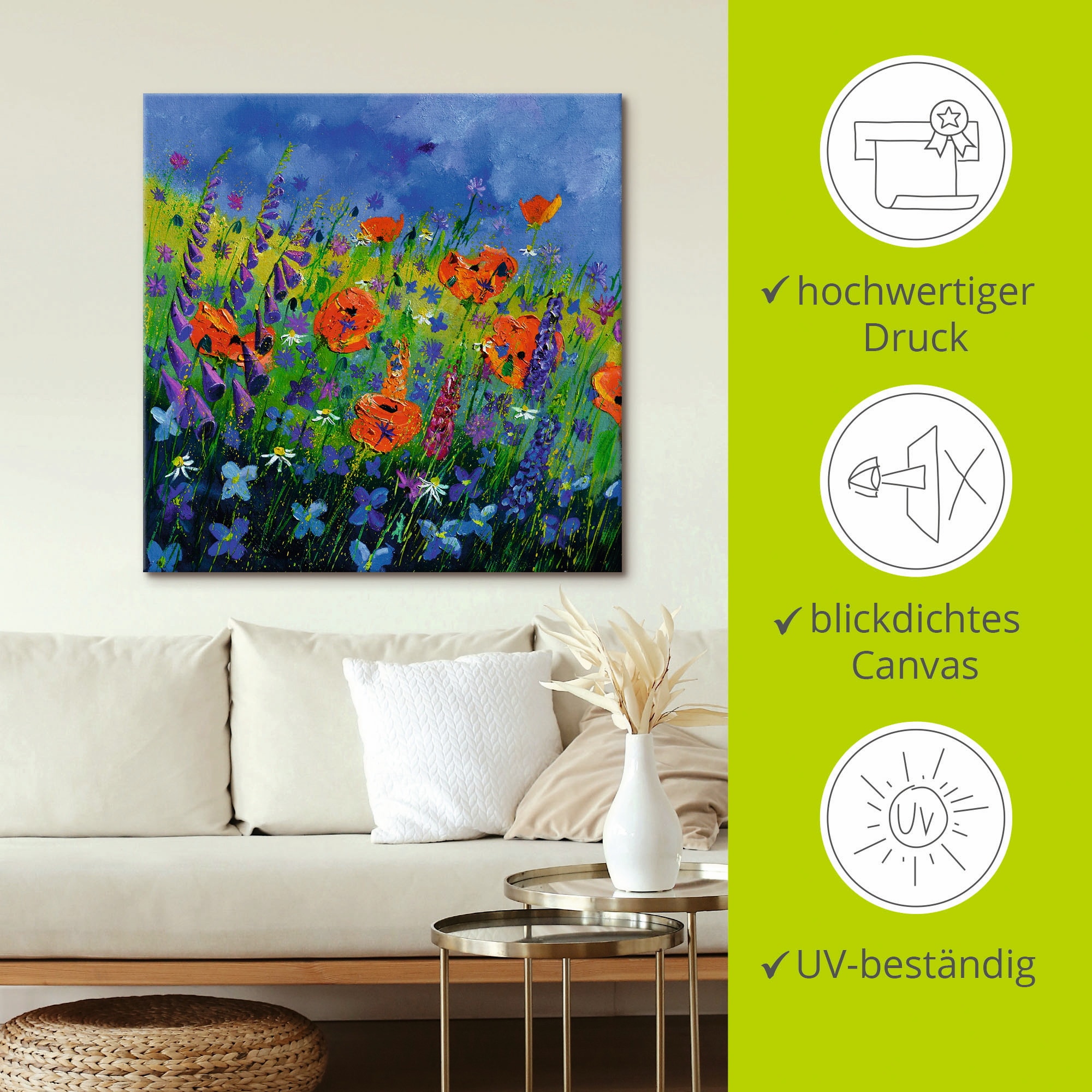 Artland Leinwandbild »Mein Garten«, Blumenwiese, (1 St.), auf Keilrahmen gespannt